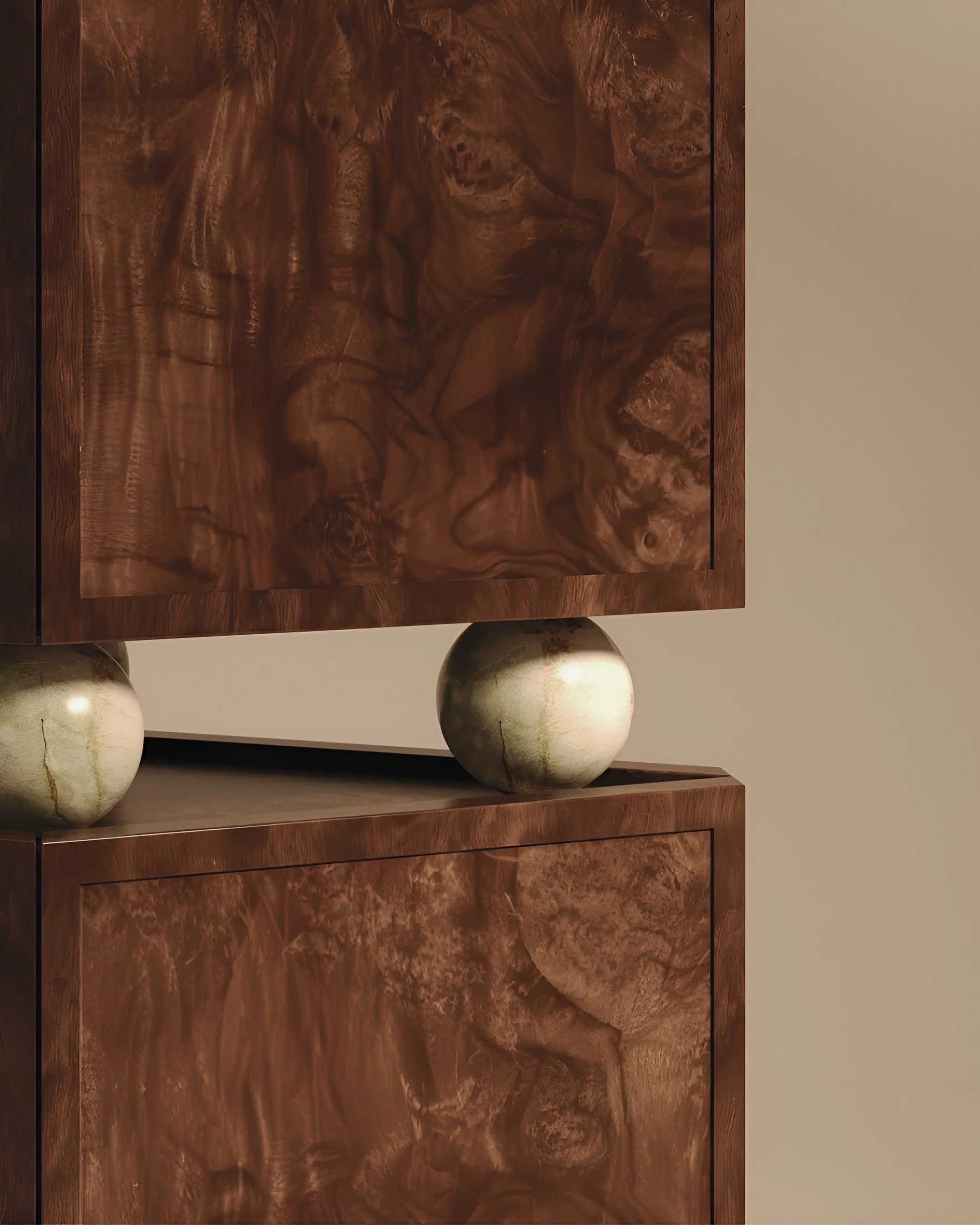Did you know burl can develop when a tree experiences stress, damage, or certain infections?

In design, that irregularity is part of its appeal, bringing natural movement and character to a space, especially when paired with contrasting materials.

