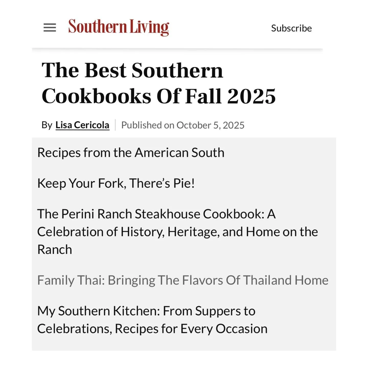 To be included in @southernlivingmag Best Southern Cookbooks says a lot about the culinary landscape in American food culture.  Of course it’s nice to be included as a “best of” but more importantly, recognizing diversity and evolut