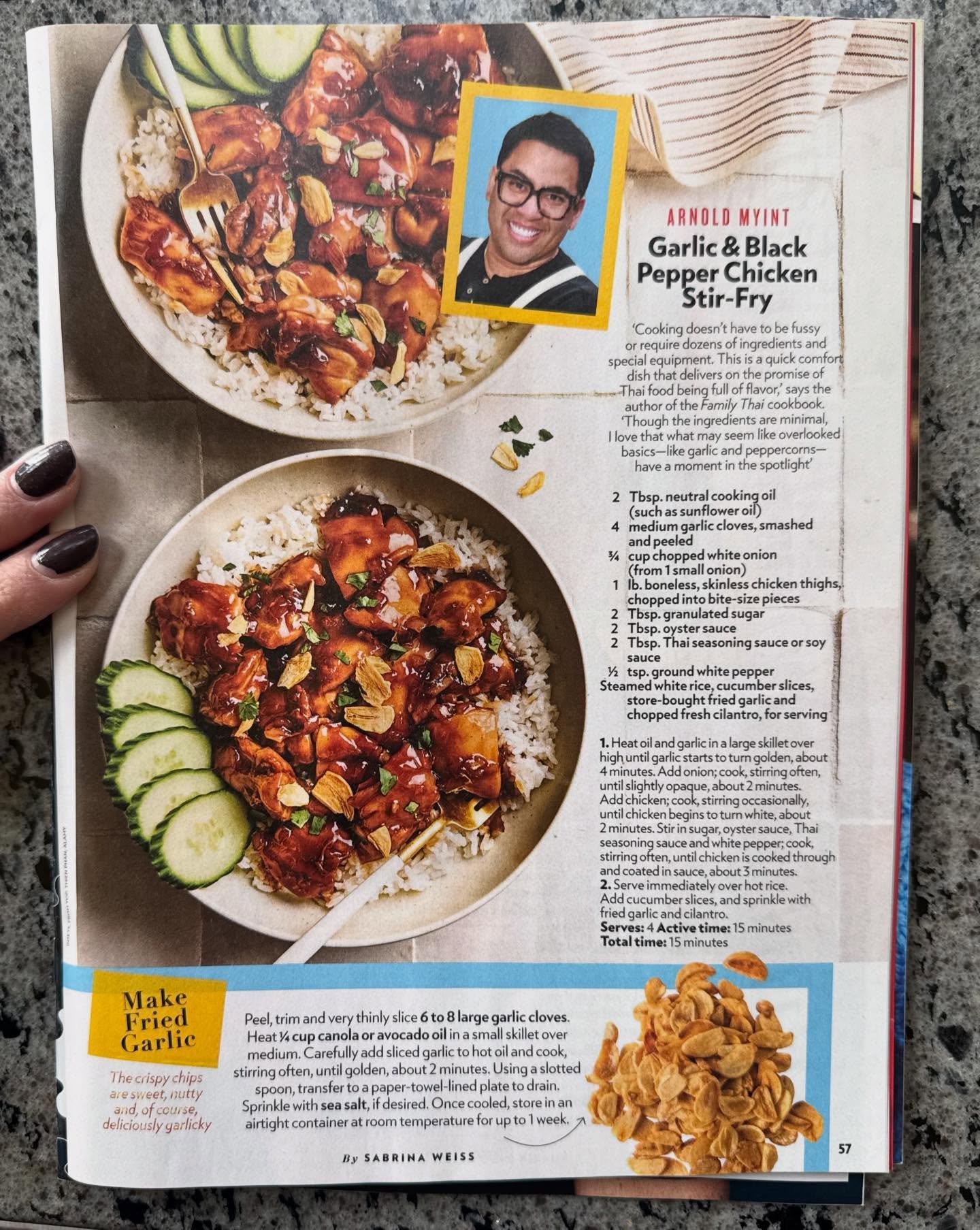 Family Thai x People Magazine 
This is so cool! Thank you @people🙏🏼
Exploring the flavors of Thailand doesn&rsquo;t always mean bold spices and heat.  There are everyday recipes like this Garlic Pepper Chicken that is satisfying for every palate.  
