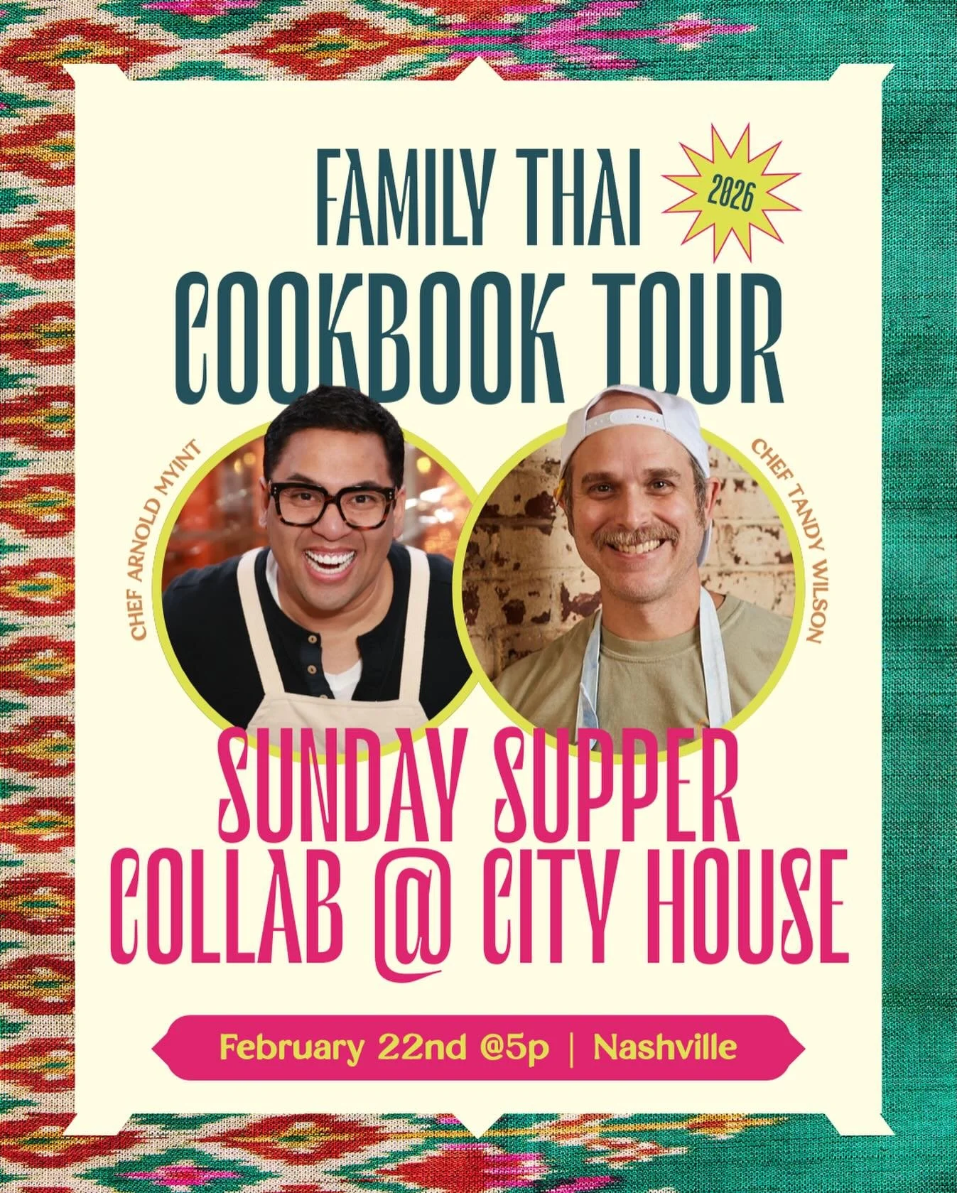 Family Thai x City House : Nashville 
Sunday Supper @cityhousenashville with a taste of Thailand is coming in February 22nd for Dine Nashville presented by @visitmusiccity. 

Please join Tandy and Arnold for a little &ldquo;Thai-Talian&rdquo; experie