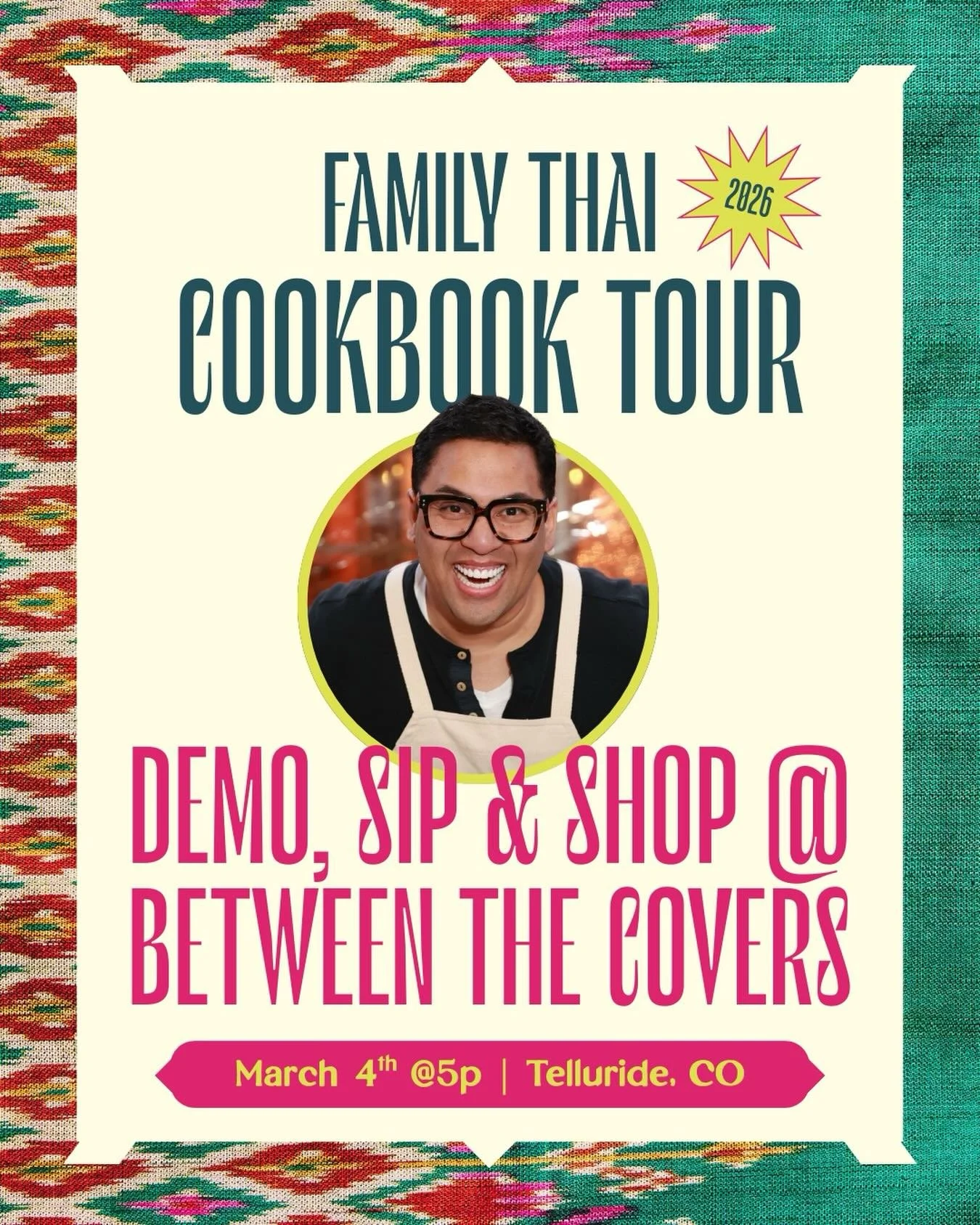 Family Thai x Telluride 
Support local and come see us @betweenthecoversbookstore on March 4th during @telluridegayski for a like cooking demo, bites and book celebrating my cookbook Family Thai!  I&rsquo;ll be in town all week and look forward to ha