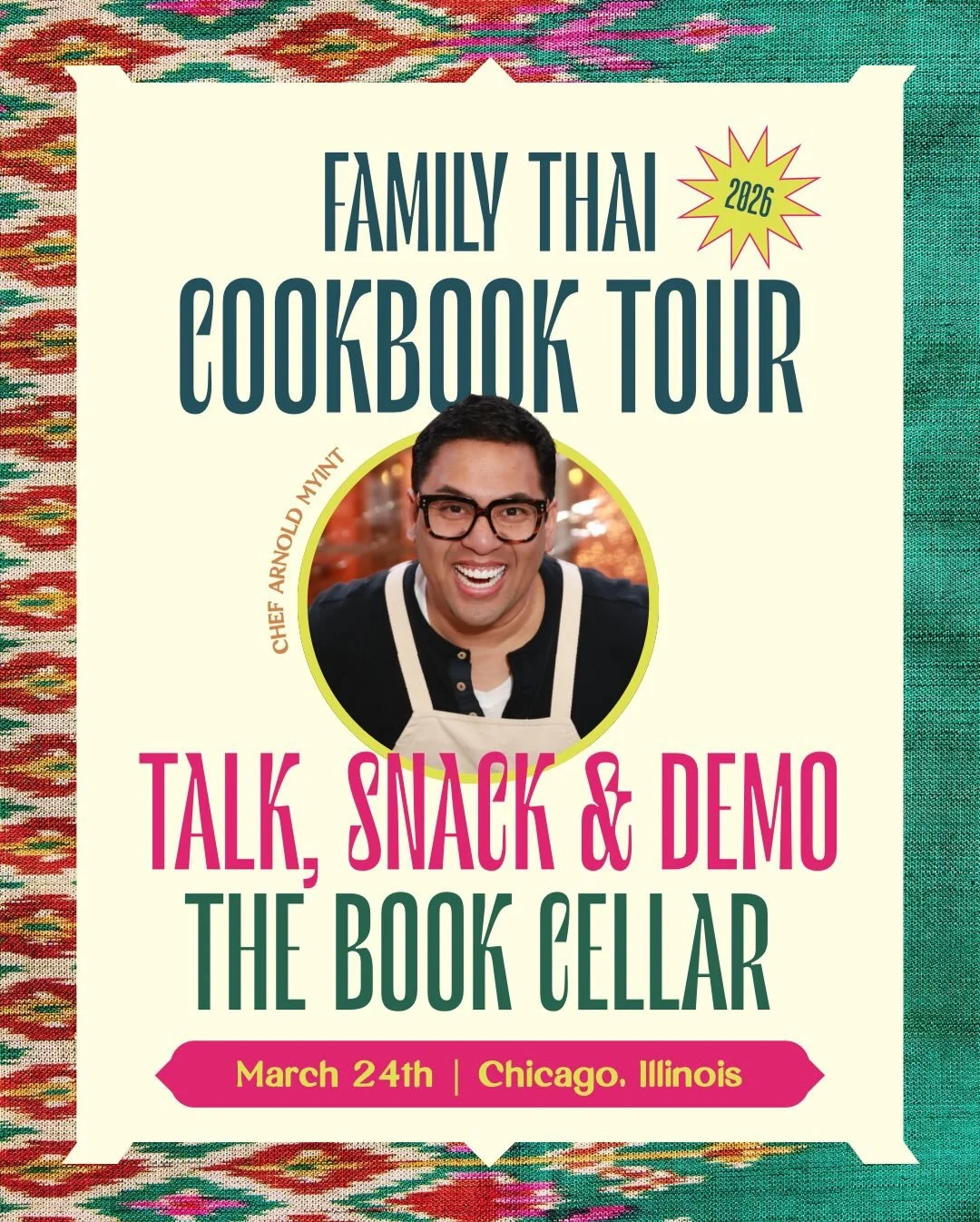 Family Thai x Chicago! 
Tuesday March 24th @bookcellarchicago 
Come join us for a book talk, snacks and demo of recipes from debut cookbook Family Thai, Bringing the Flavors of Thailand Home by Arnold Myint (NY Times best cookbook of 2025).

Register