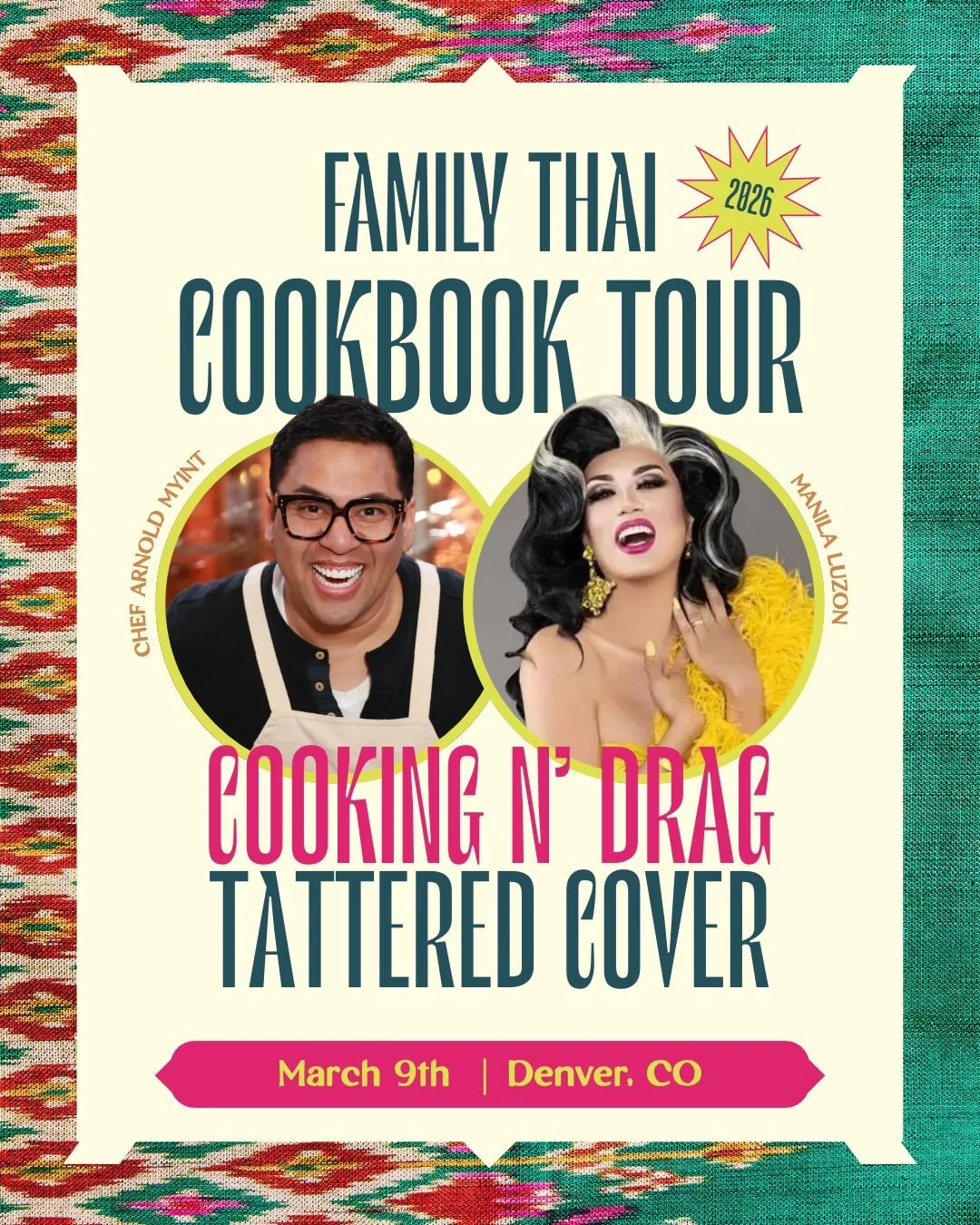 Family Thai : Denver 
Manila and Chef Arnold are having dinner at @tatteredcoverbookstore this Monday, March 9th at 6pm and you&rsquo;re invited!  Stop by for a conversation and casual spread of recipes from @arnoldmyintbna cookbook Family Thai (New 