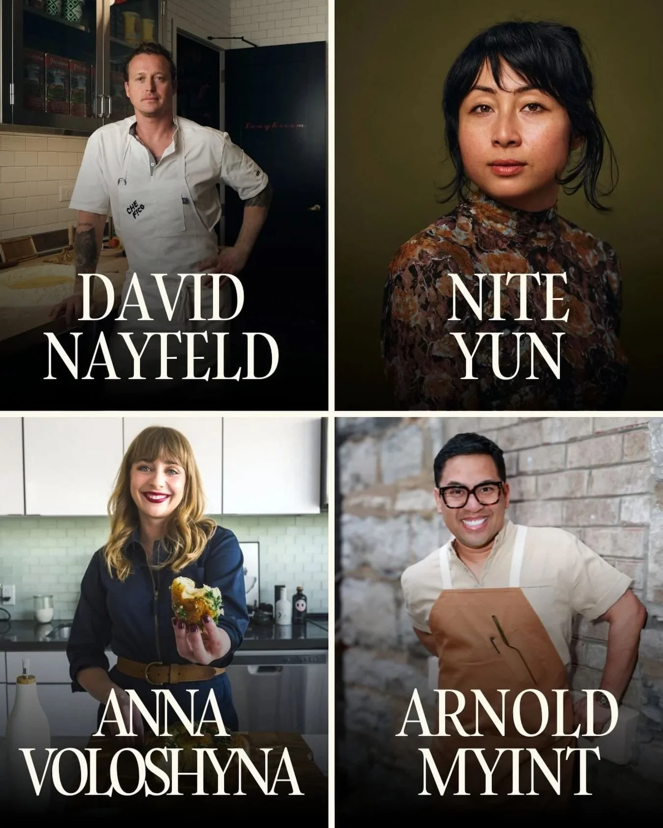 Noodle Night : San Francisco, CA
April 22nd @chefico 

Four chef/authors, four culinary traditions, one universal love language: noodles.

Join @davidnayfeld , @nite_nite_nite , @annavoloshynacooks, and @arnoldmyintbna for a one-night-only celebratio