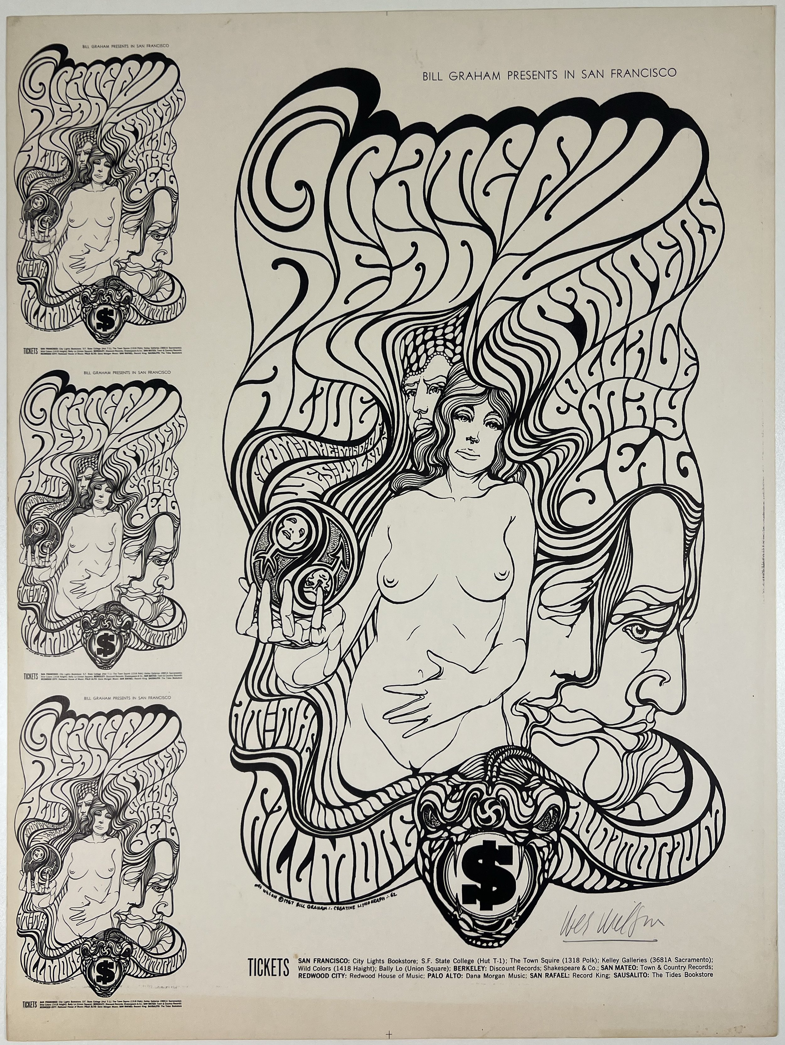 BG-062-1B Uncut Grateful Dead Poster with Handbills - San Francisco - May 5, 1967