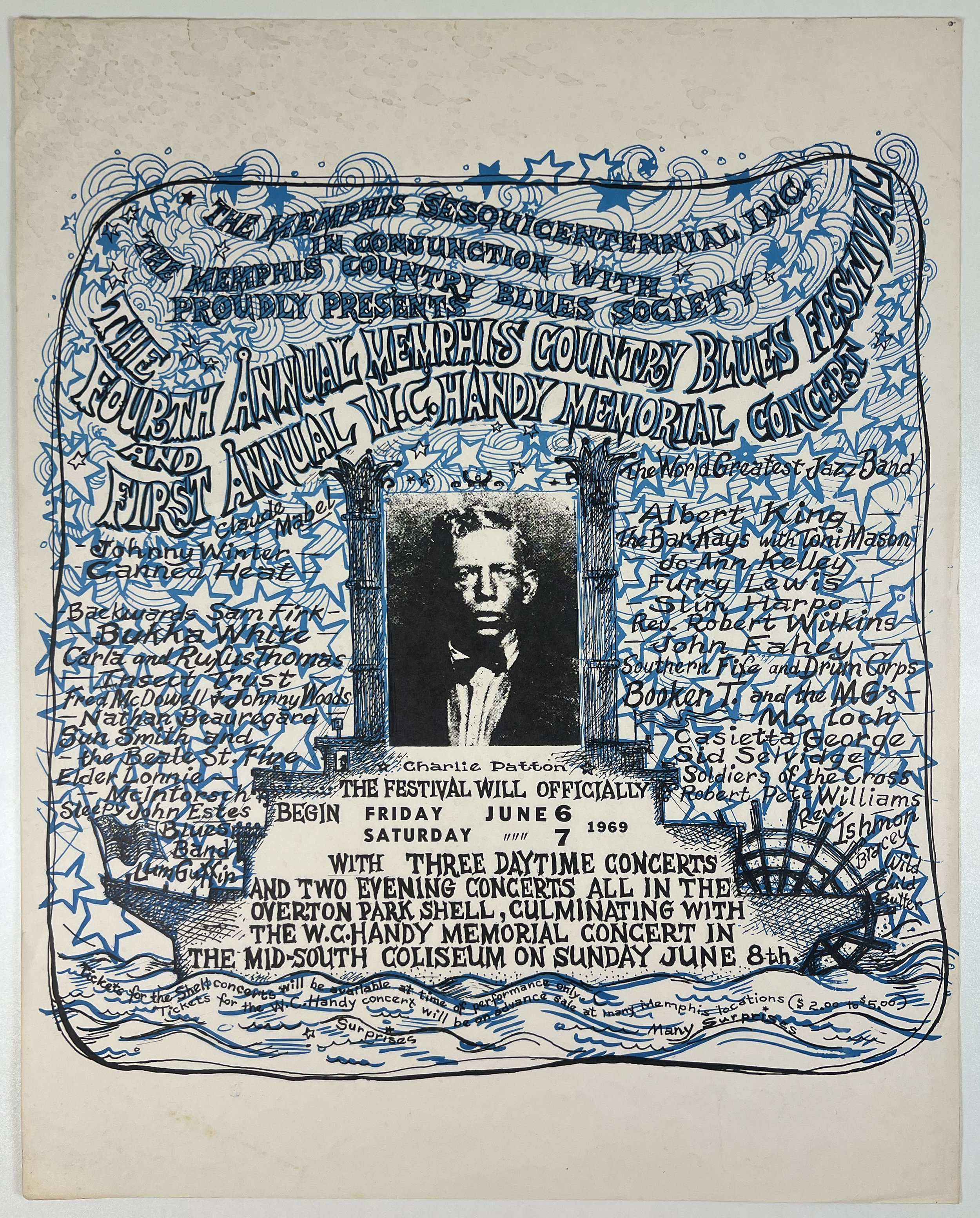 4th Annual Memphis Blues Festival Poster - Memphis - June 6, 1969