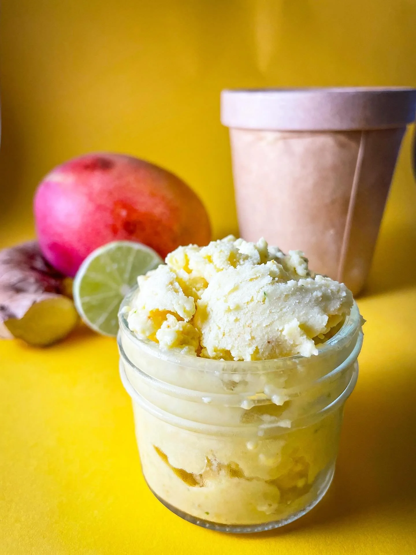 🚨LIMITED EDITION ALERT 🚨 Golden glow mango - our most popular sorbet flavor is available by the pint! Delicious organic mango, just enough ginger to know it&rsquo;s there but not overpower, subtle notes of lime and coconut and just enough Hawaiian 