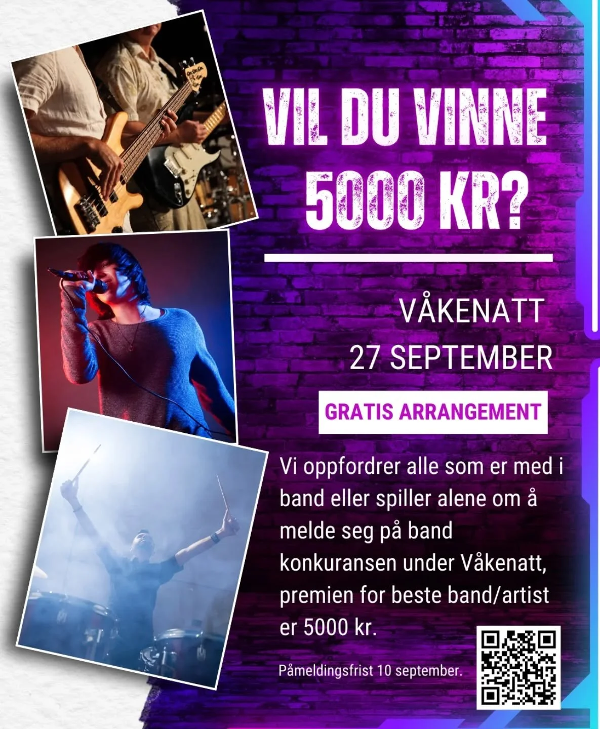 Bli med oss til Hamar&oslash;y 27 september om du er med i band eller ikke! 

Gratis transport fra hele Salten 💥 link til p&aring;melding i bio