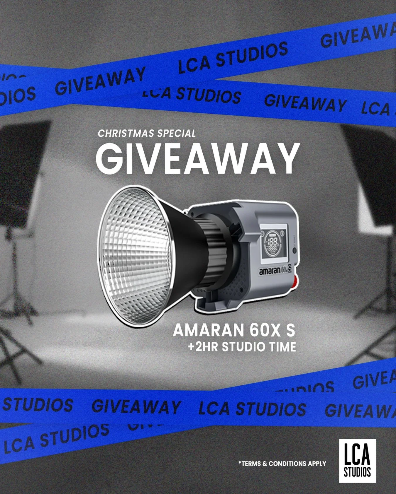 Christmas Special Giveaway by LCA Studios

Good light makes good work and this is our way of giving back to the creator community.

Deadline: 31/12/25 | *T&amp;Cs apply*

Win:
&mdash; Amaran 60x S
&mdash; 2 hours studio time at LCA Studios

To enter: