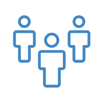 Drei stilisierte Personen, die in einem Kreis stehen.