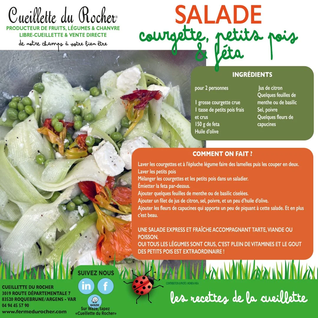 SALADE COURGETTE, PETITS POIS & FÉTA