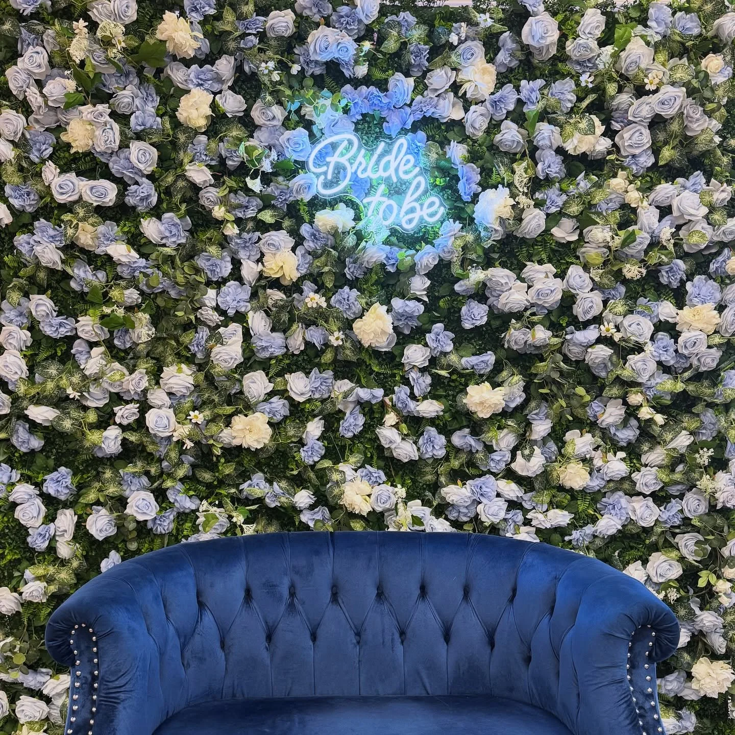 Bride to Be event from September! Flower wall setup with custom LED signage, and drapery/lighting installation🩵Flower walls can be used for any special occasion! We are located in the Tampa, Florida and service the surrounding areas📍Rent a flower w