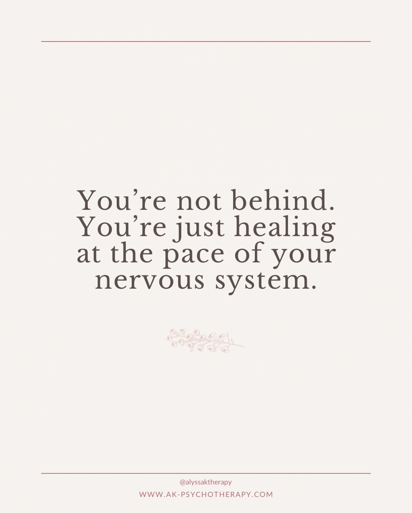 You&rsquo;re not necessarily behind. You&rsquo;re just healing at the pace of your nervous system! ⁣
The pace isn&rsquo;t always linear, fast, or always visible to others - but it is valid regardless. ⁣
⁣
If your healing feels slow, stuck, or like yo