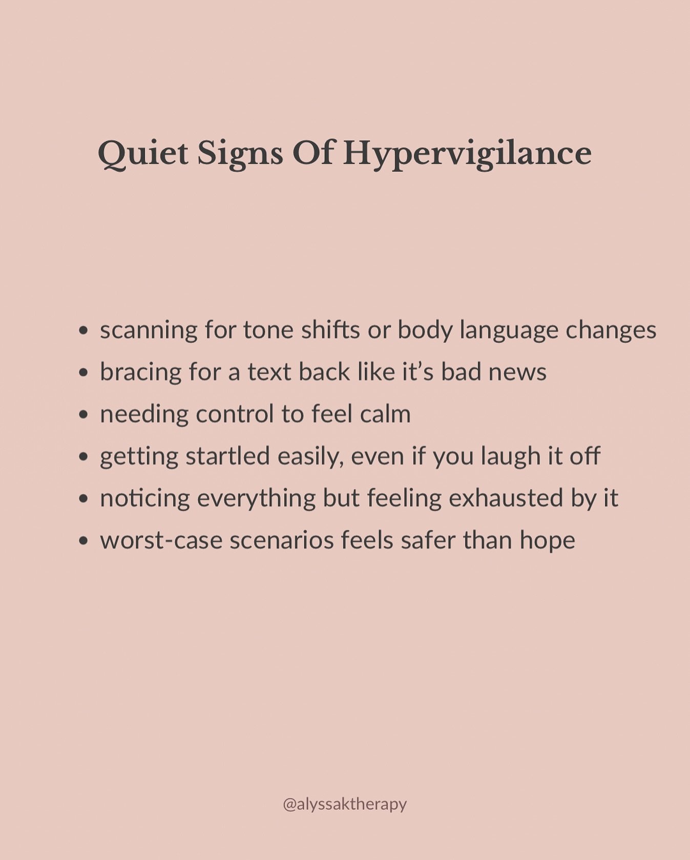 Do you feel like you notice literally everything all the time? That&rsquo;s not you being &ldquo;too sensitive&rdquo; necessarily, that&rsquo;s often hypervigilance.⁣
⁣
Hypervigilance is the nervous system&rsquo;s way of saying, &ldquo;I&rsquo;m not 