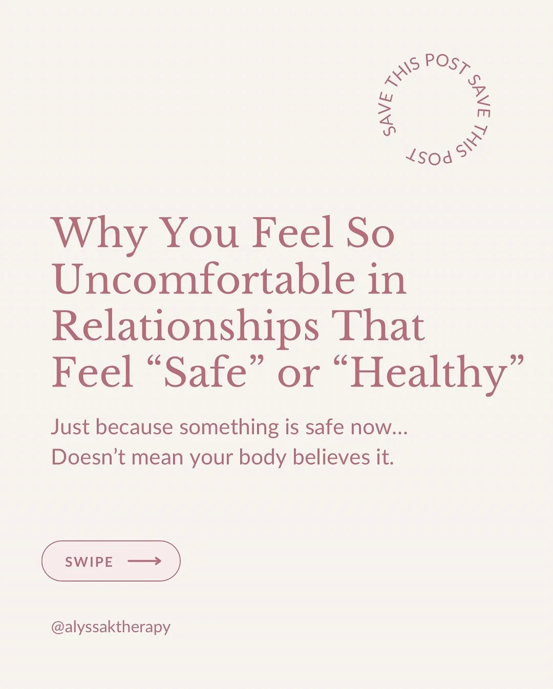 Sometimes &ldquo;safe&rdquo; feels unsafe when your nervous system has learned that love comes with chaos, criticism, or inconsistency. ⁣
⁣
If you&rsquo;ve ever pulled away, doubted, or felt uneasy in a relationship that&rsquo;s actually healthy - yo