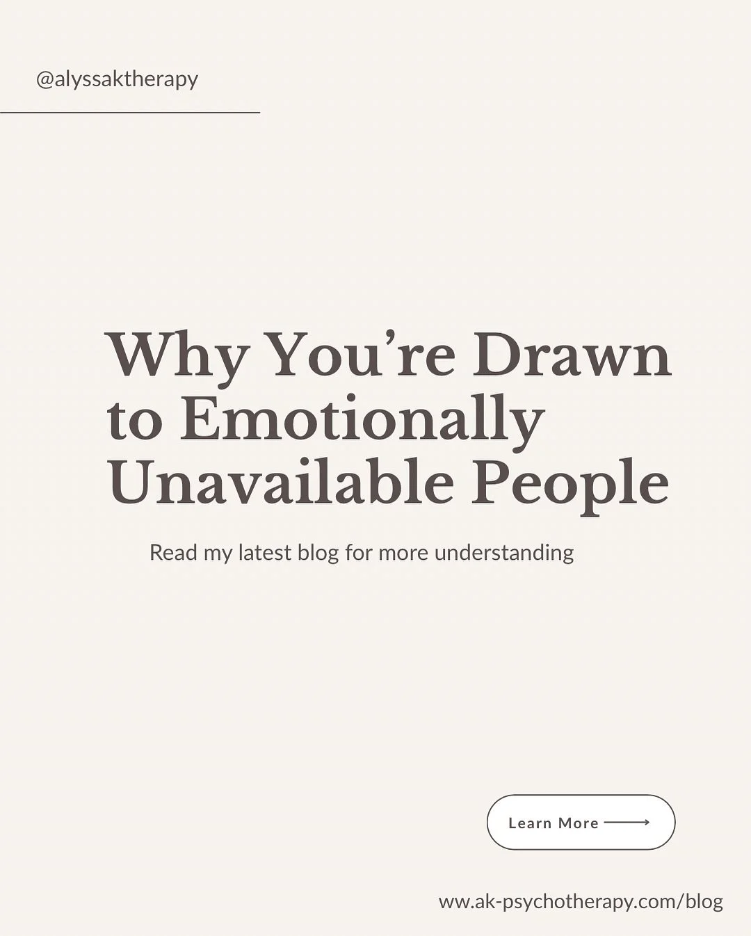 Why do we keep chasing people who can&rsquo;t meet us halfway?⁣
⁣
When you&rsquo;re drawn to emotionally unavailable partners, it&rsquo;s not because you&rsquo;re &ldquo;too much.&rdquo;⁣
It&rsquo;s often because inconsistency and distance feel famil