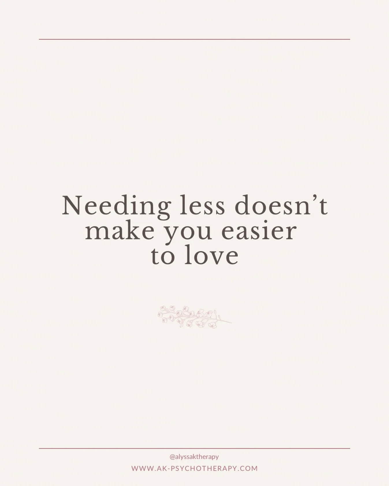 So many of us were taught that the less we need, the more lovable we are.
But needing support, care, and closeness doesn&rsquo;t make you &ldquo;too much.&rdquo;
It makes you human!!! 

✨ Your needs don&rsquo;t make you harder to love.
✨ The right pe