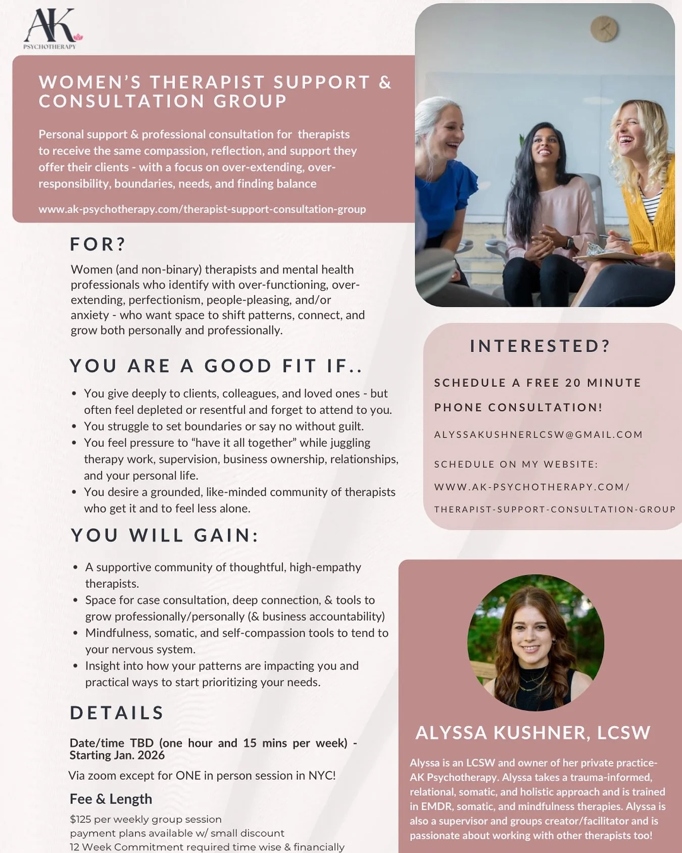 Calling my fellow female therapists 😊⁣
⁣
I am launching a support AND consultation group for therapists who are navigating over-functioning, over-responsibility, recovering people pleasers and my anxious perfectionists!!!⁣
⁣
This 12 week group will 