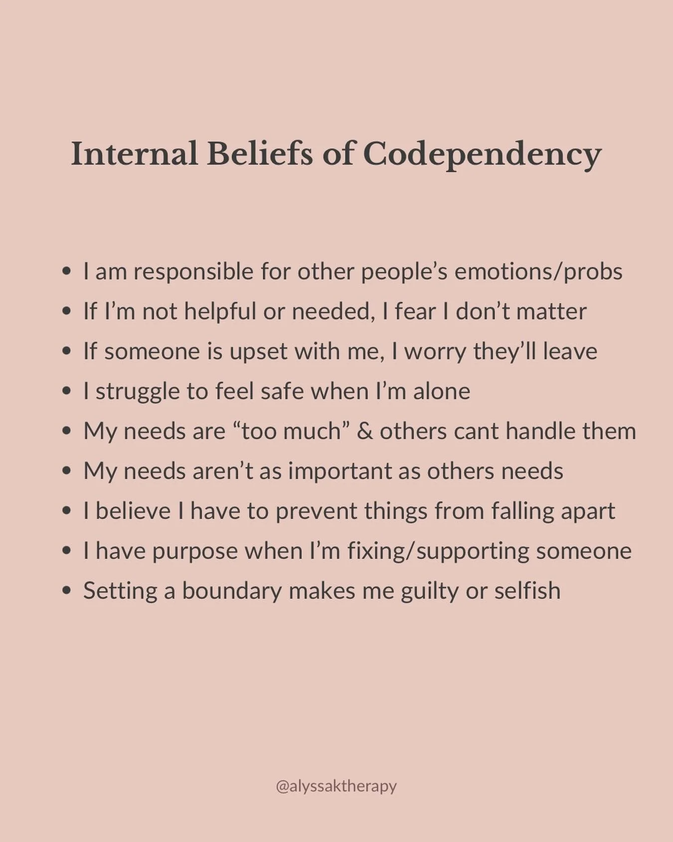 High functioning codependency shows up as having it all together on the outside - fixing, being the supportive friend, always dependable.⁣
⁣
But internally there&rsquo;s a lot of pain. A lot of deeply internalized beliefs about where your worth comes