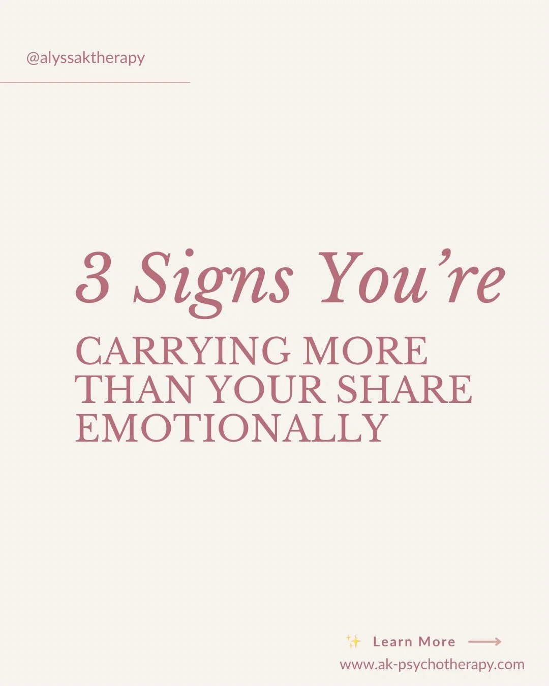 How often do you leave a convo and feel you gave more then you received?⁣
⁣
Or relationships that feel one sided.⁣
⁣
It this is often for you, here are some signs you&rsquo;re carrying more than your share of the emotional labor!⁣
⁣
#therapistsoninst