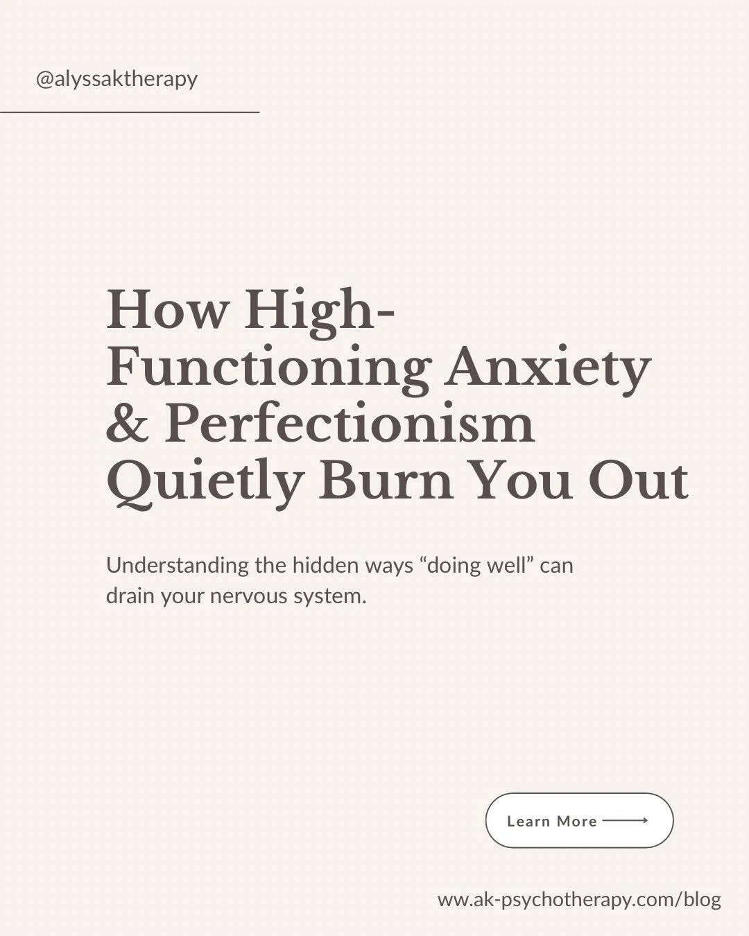 High-functioning anxiety doesn&rsquo;t always show up as constant panic.⁣
⁣
A lot of the time it looks like competence, productivity, and being the one everyone relies on.⁣
⁣
And perfectionism quietly fuels to it too! The combo is dangerously: ⁣
⁣
Yo