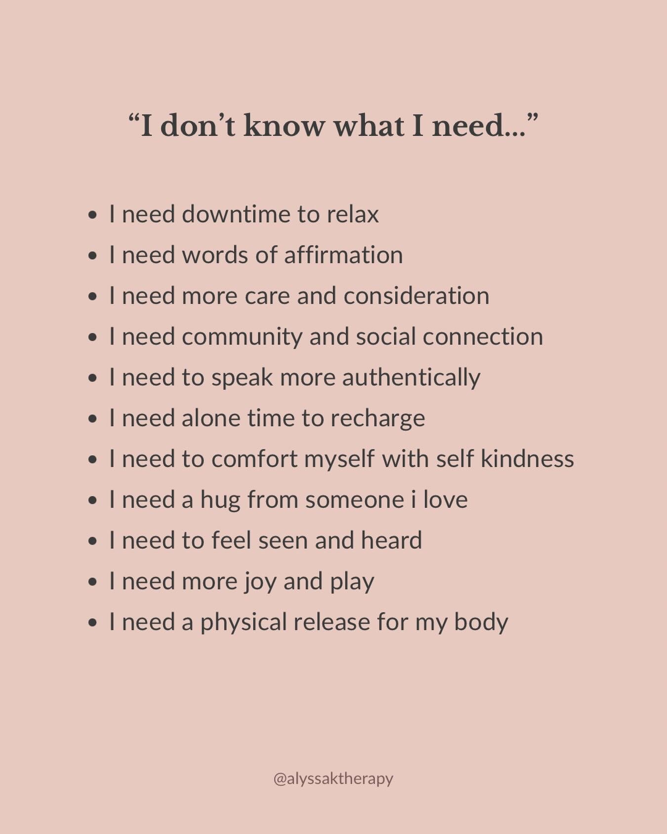I don&rsquo;t know what I need&rdquo; is one of the most common things I hear from my clients. ⁣
⁣
It&rsquo;s not that you don&rsquo;t actually have needs btw. It&rsquo;s that you&rsquo;ve spent so long making sure everyone else&rsquo;s needs were me