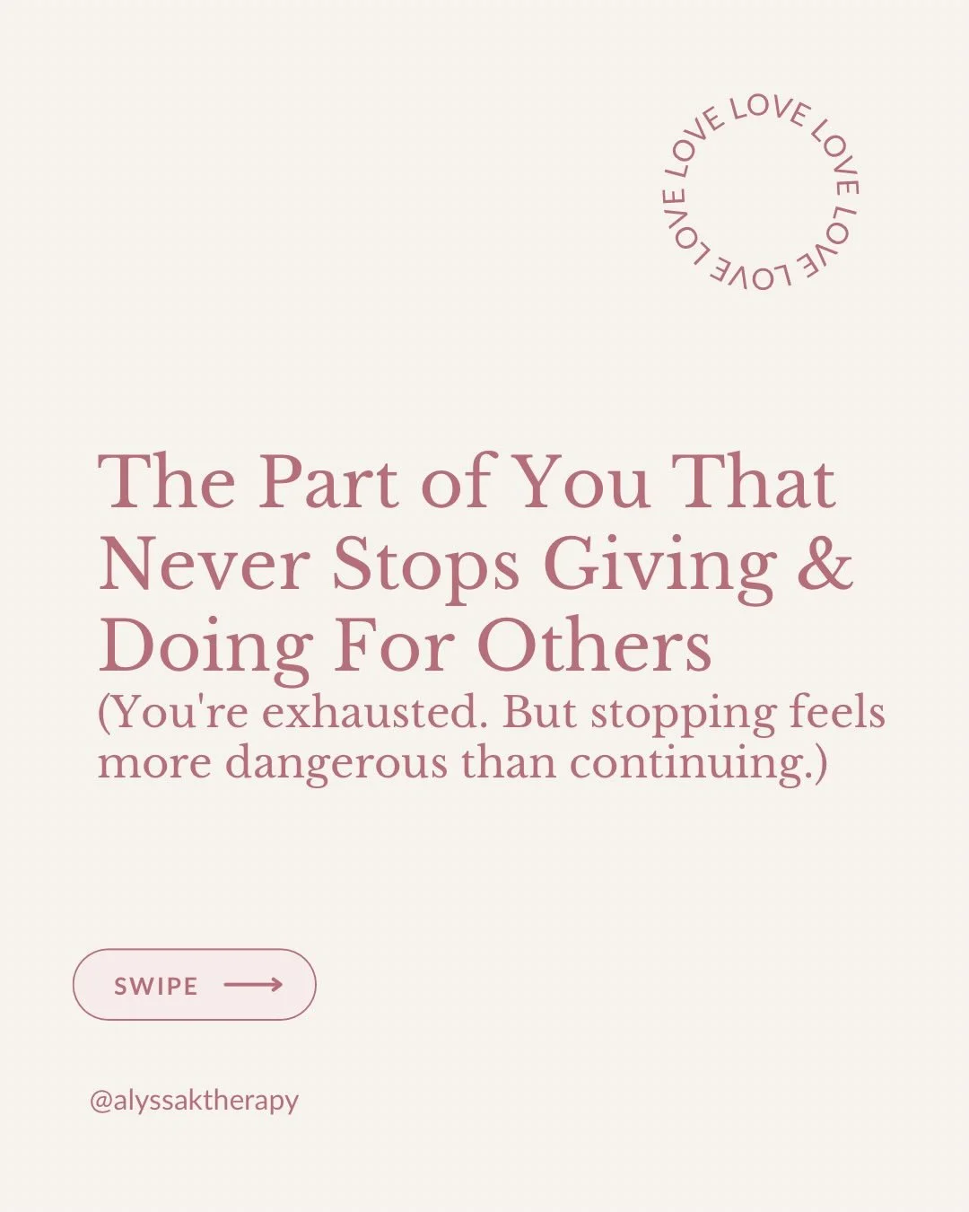 The part of you that never stops giving, doing, and holding everything together isn&rsquo;t a flaw - it&rsquo;s a part that learned doing more = staying safe.⁣
⁣
In IFS, we call this a Manager part. It worked. It kept you loved, needed, and in contro