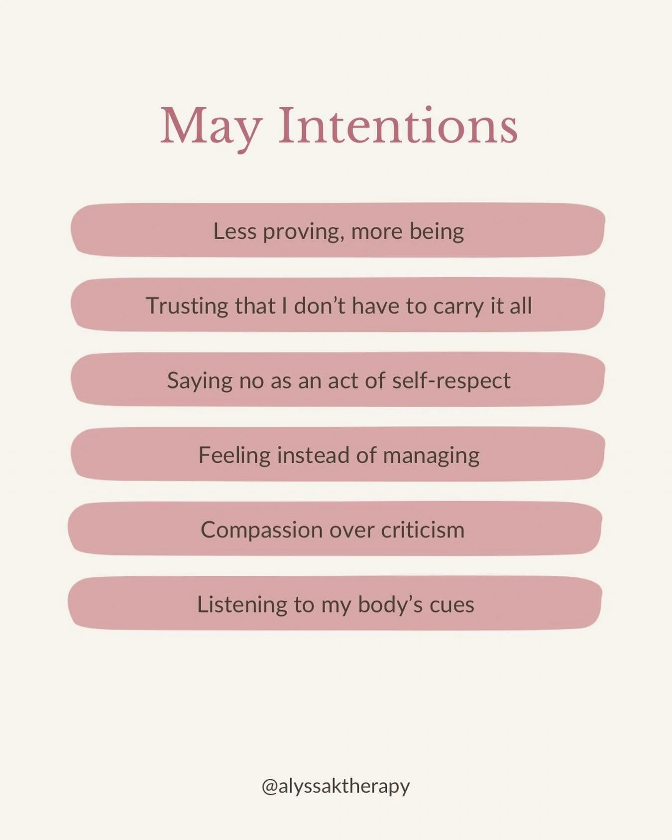 I have something really exciting coming in 2 weeks, so this list of May intentions is all about what I plan to work on and what I plan to teach more about 🩷⁣
⁣
🌸 Listening to my body&rsquo;s cues⁣
🌸 Letting go and trusting I can put responsibility