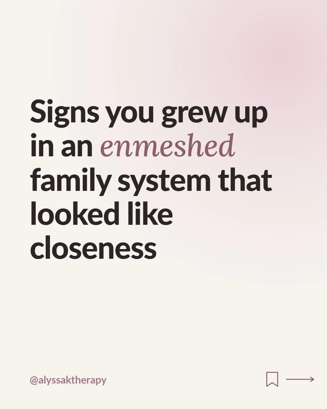 Enmeshment is a relationship pattern where emotional boundaries become blurred, making it hard to separate your own needs, feelings, and choices from someone else&rsquo;s.

Ex: You finally make a decision that feels right for you&hellip; and then spe