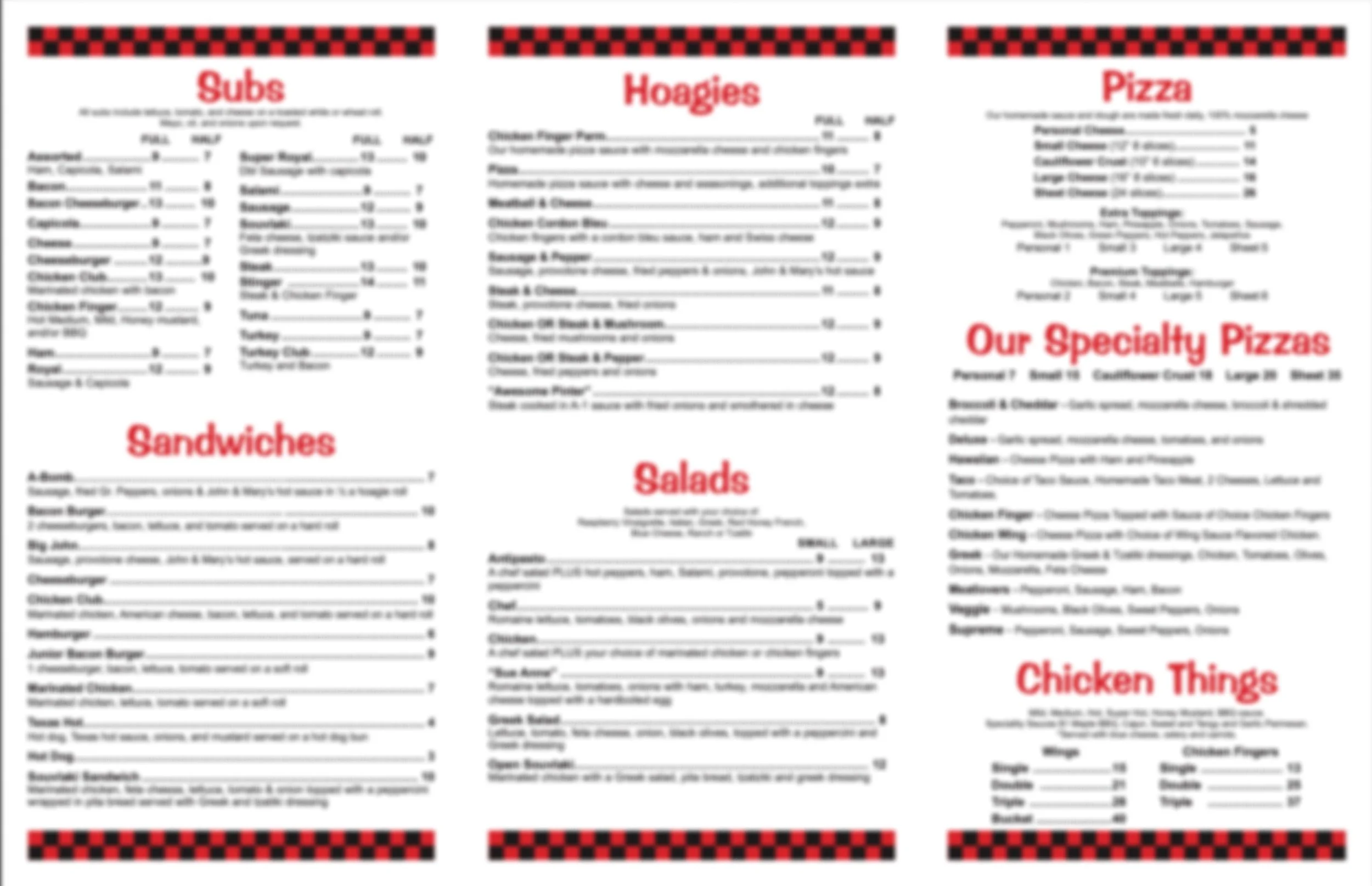 JohnandMarysArcadeNy View Menu