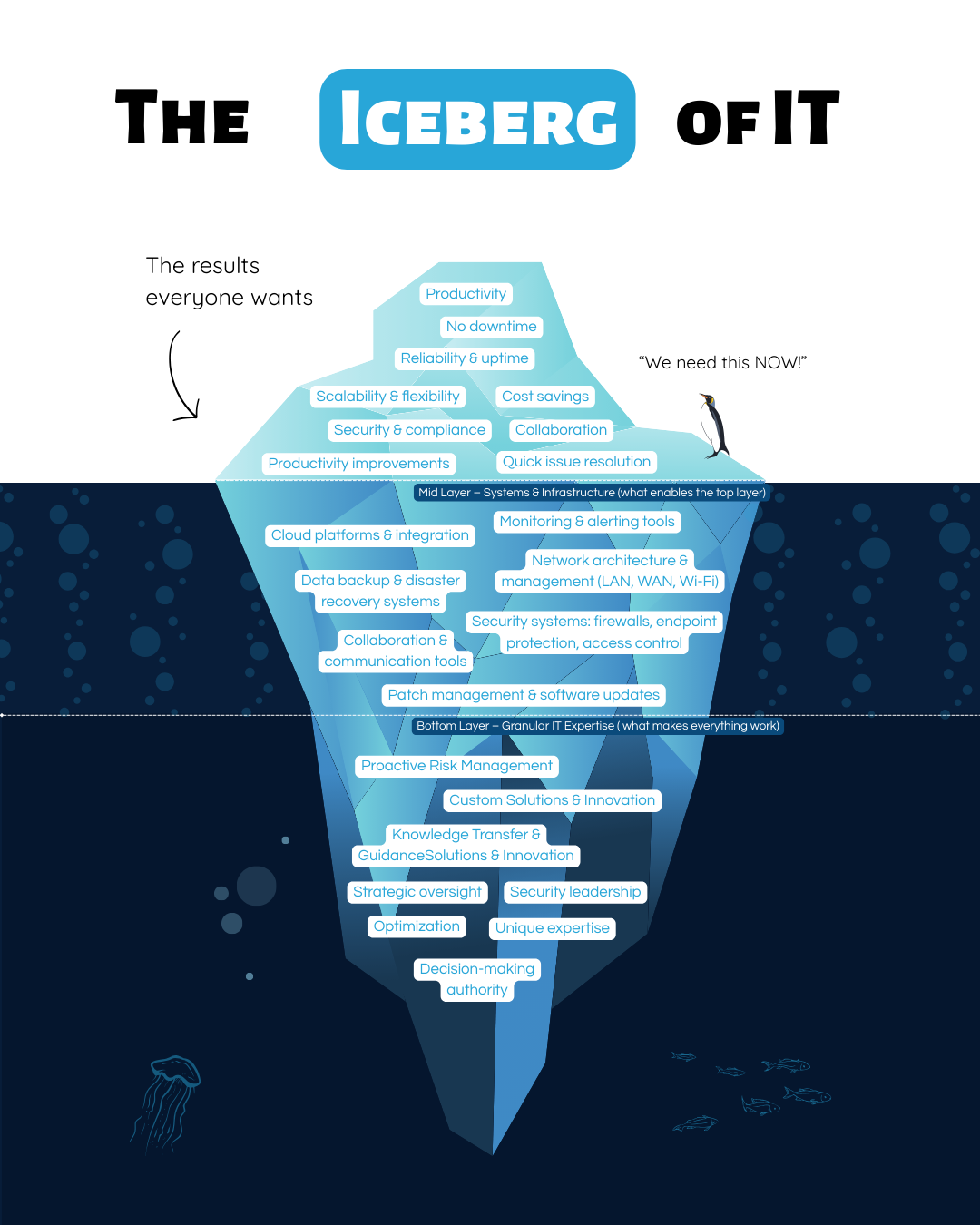 The Iceberg of IT Infographic by IT TechPros
