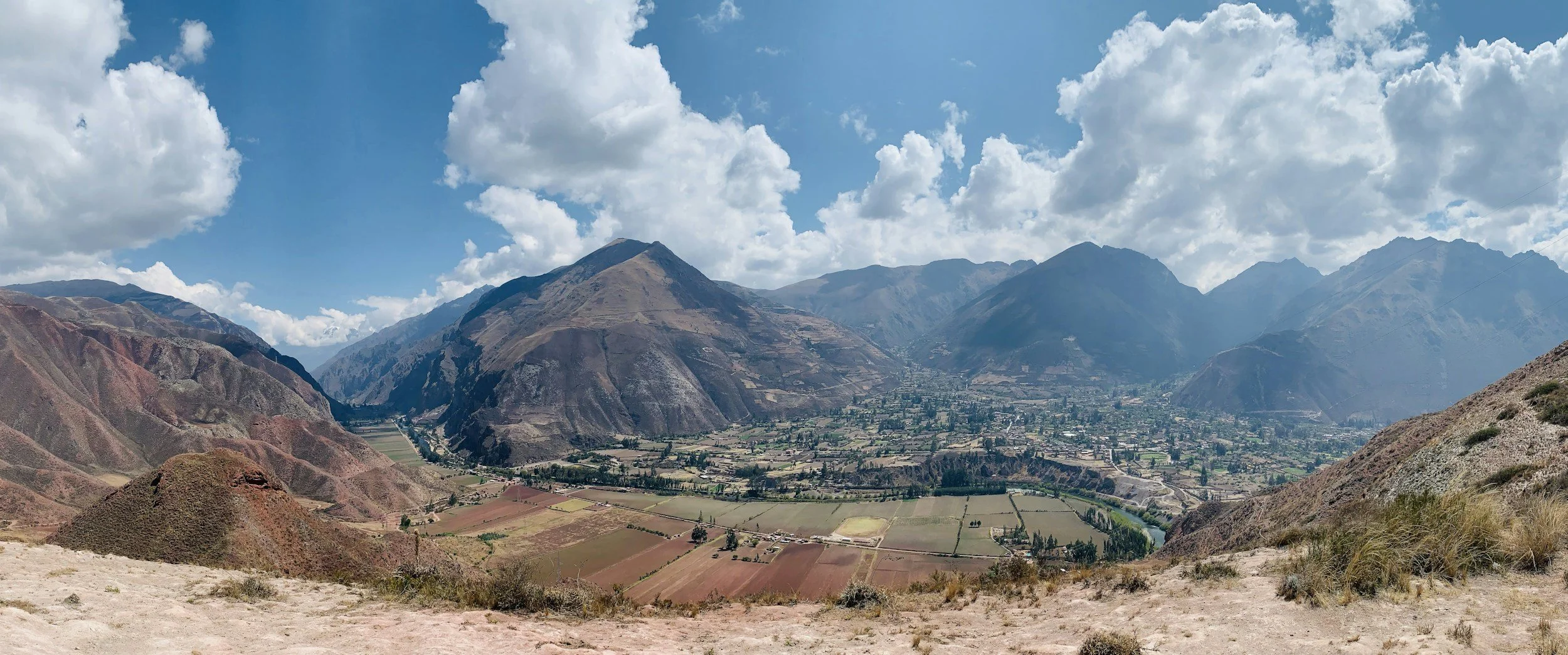Mountains and farmland of the Sacred Valley of the Incas, Peru