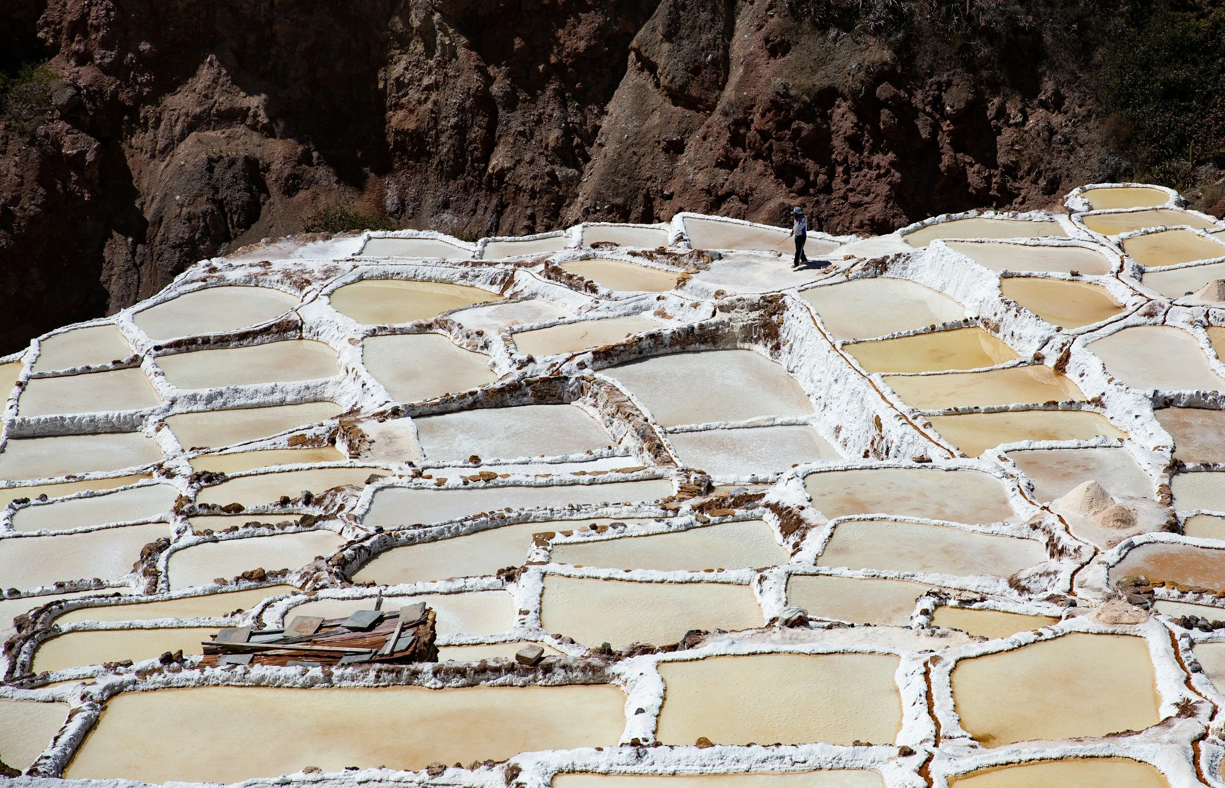 Terraced Maras salt pans in the Sacred Valley, Peru