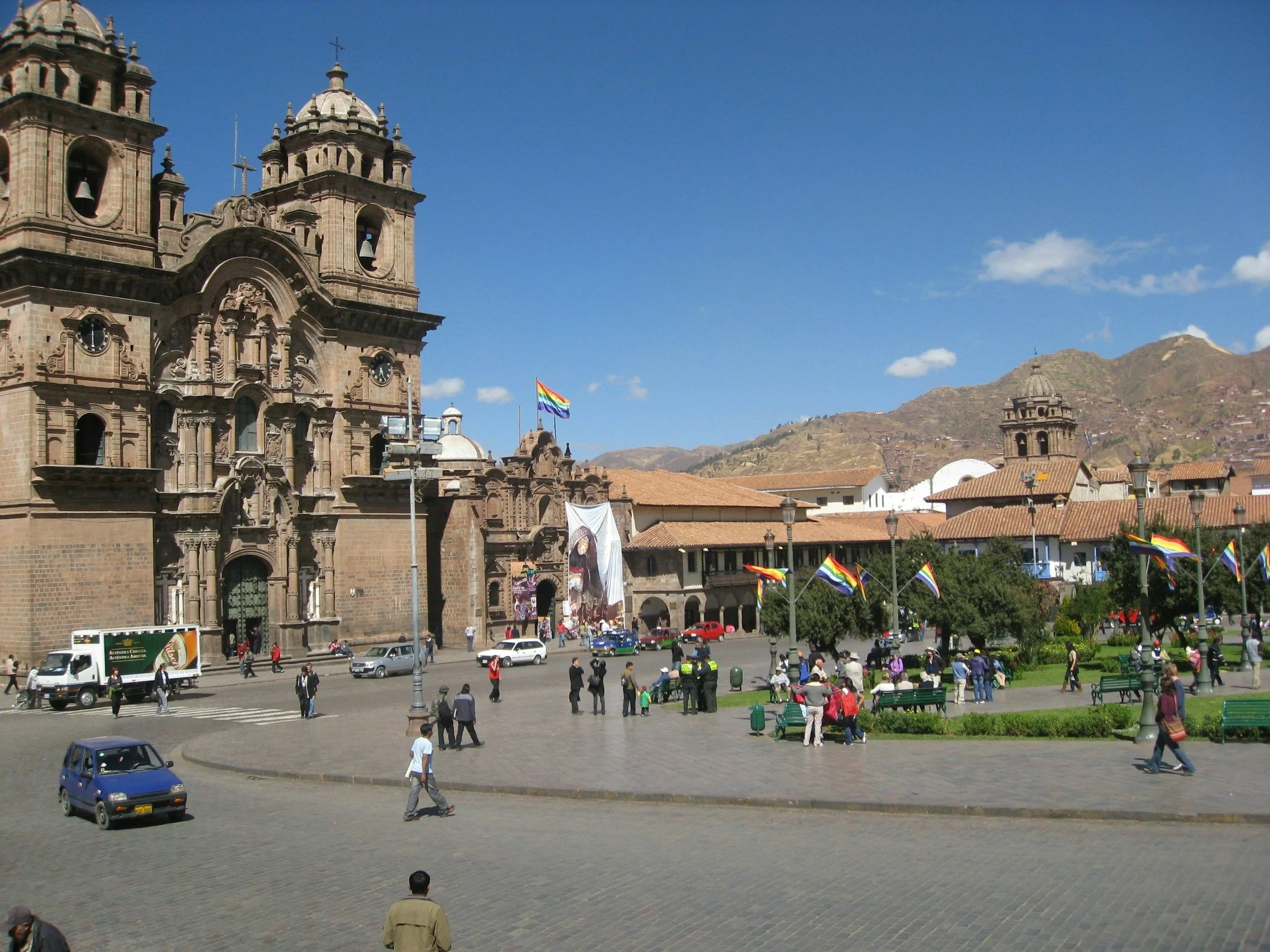 Colonial church on the Plaza de Armas in Cusco, Peru