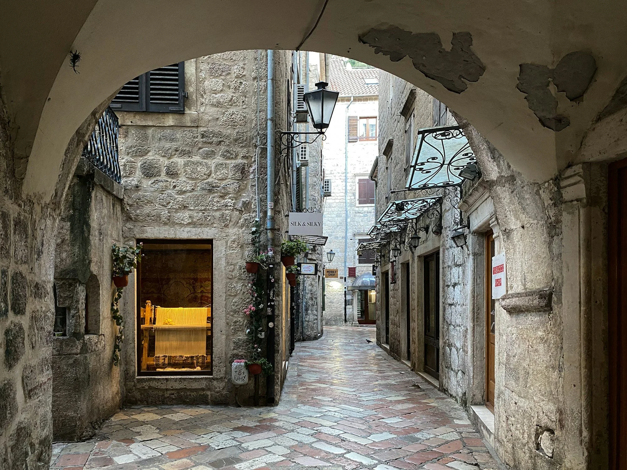 Stone alley in Kotor Old Town, Montenegro