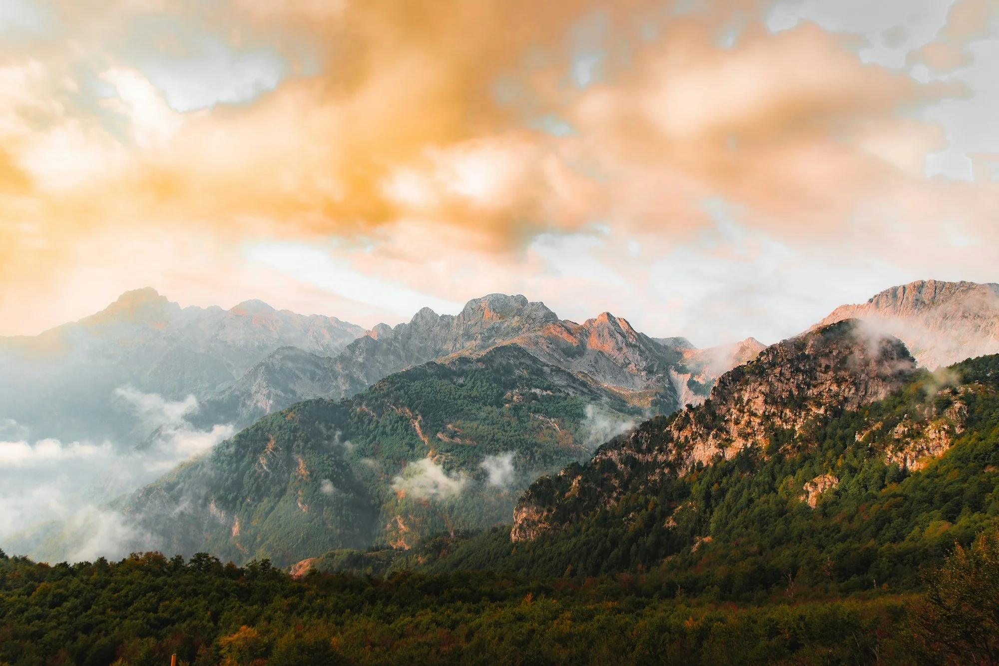 Mountain landscape in central Albania near Mount Tomorr