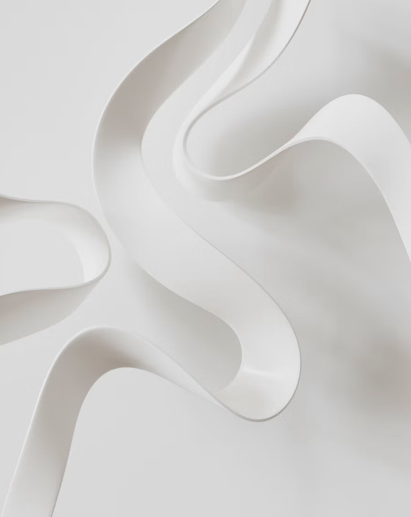 Abstract white curved shapes on a gray background