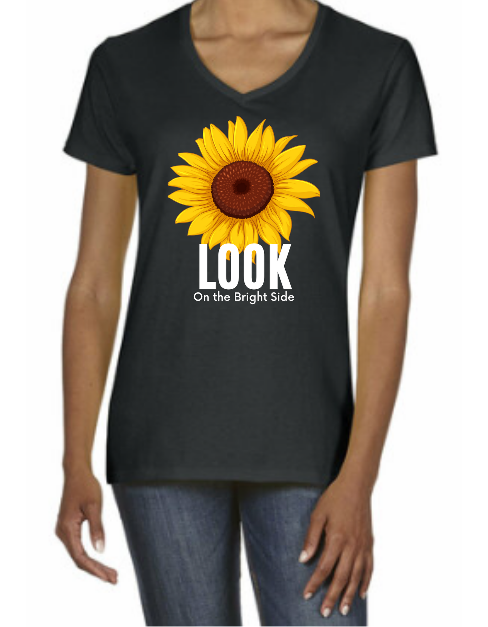 Ladies' Inspirational Sunflower V-Neck T-shirt