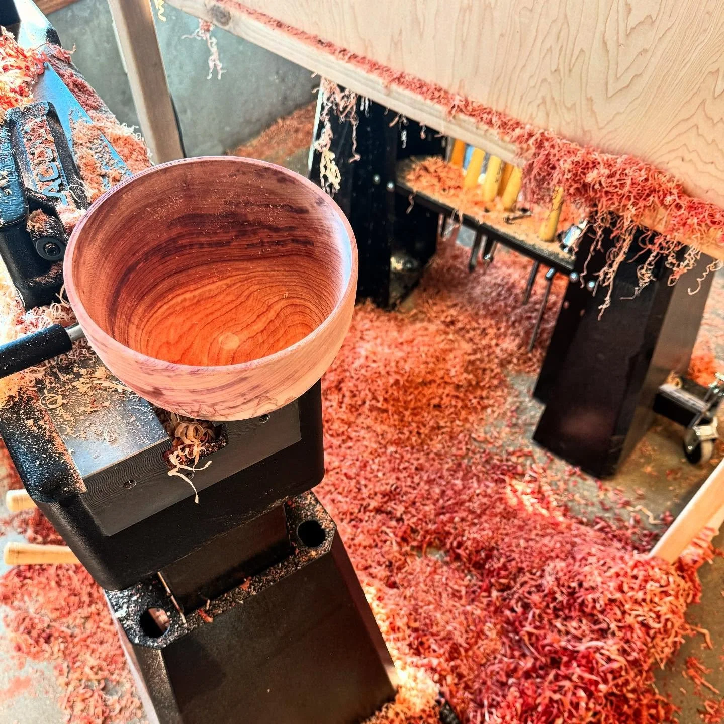 New city, new shop, new bowl. Turned this one from green madrone&mdash; fresh off the tree and a joy to shape.

Green turning means shaping the wood while it&rsquo;s still full of moisture, then letting it dry and warp naturally. No second turn on th