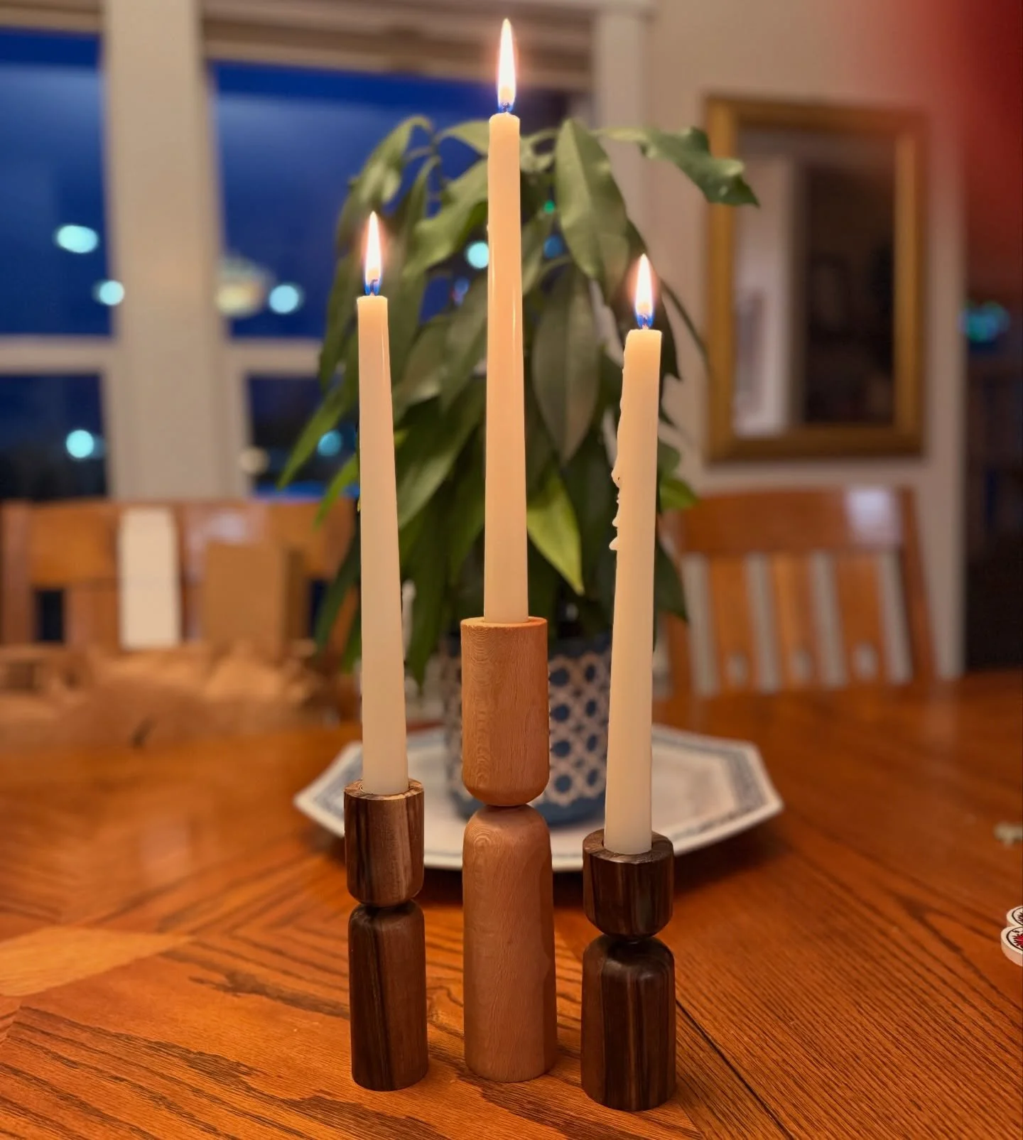 2 Black Walnut and 1 Sycamore - Candle holders