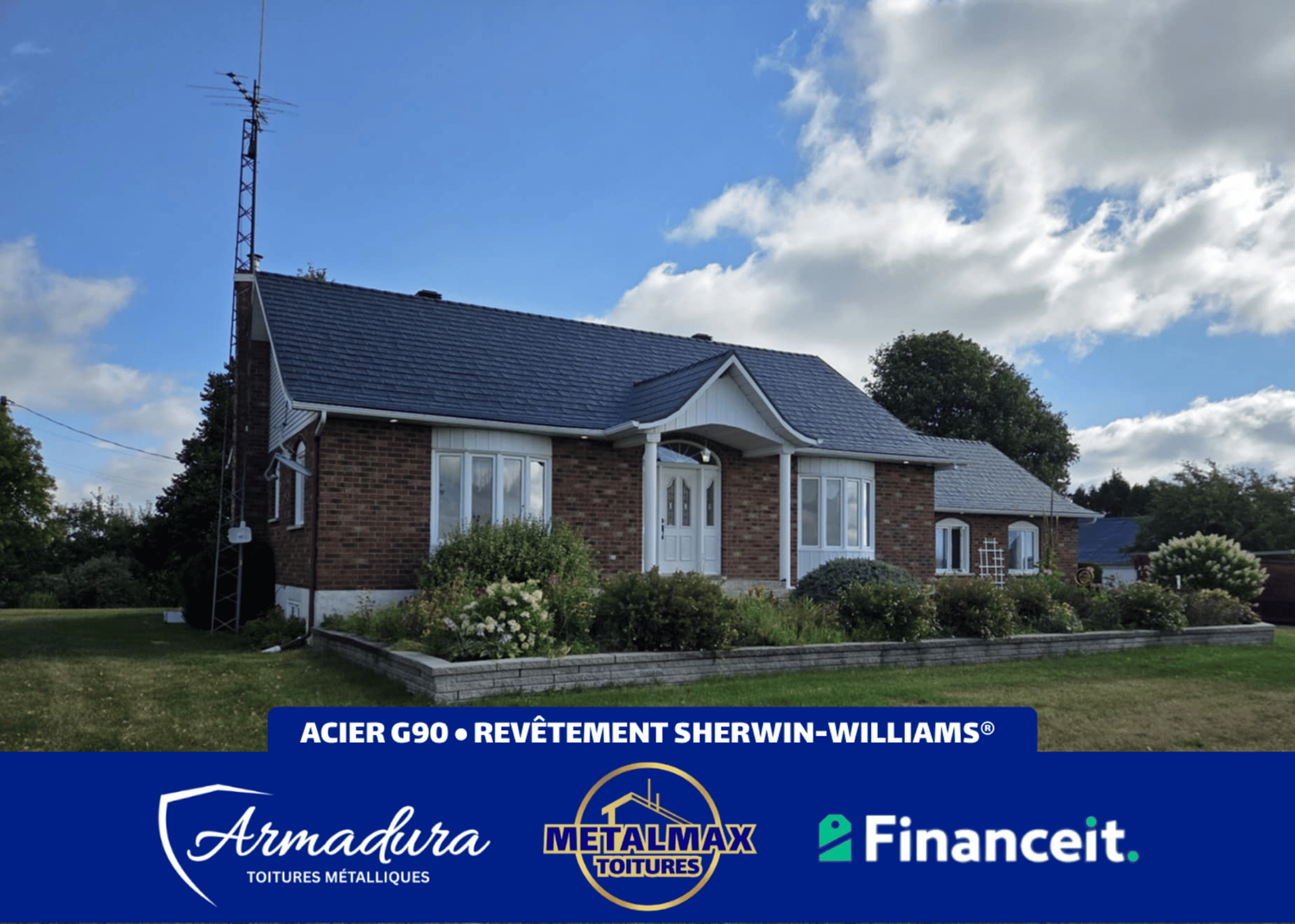 Toiture métallique Armadura™ Beaconsfield — résidence haut de gamme garantie MetalMax