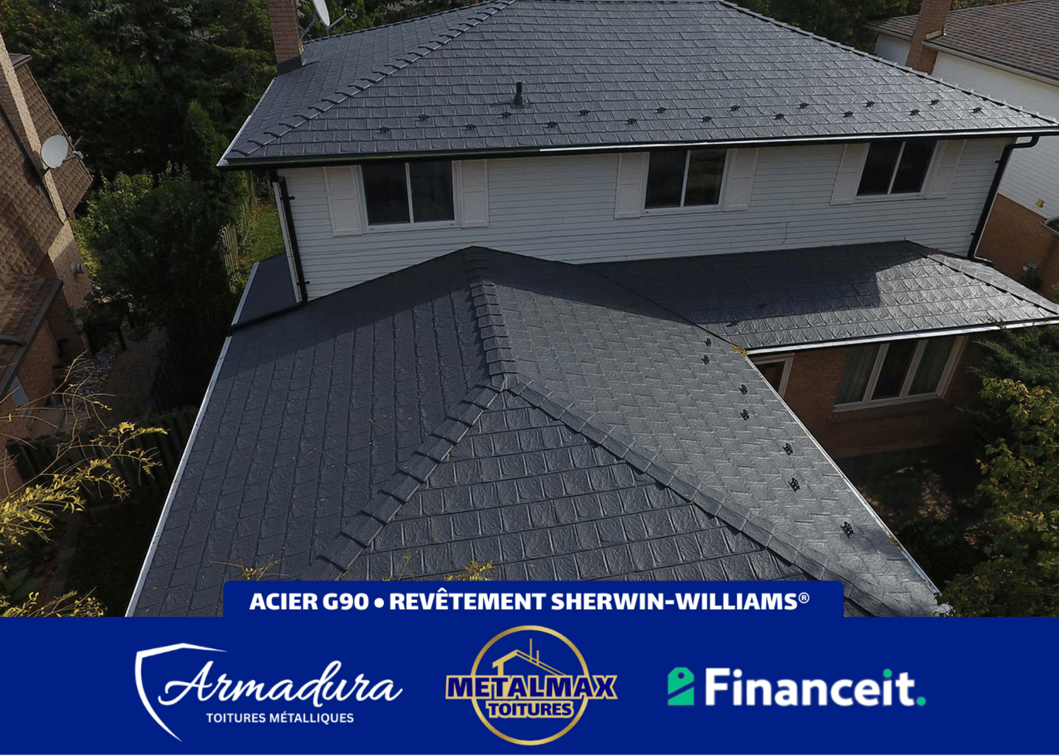 Toiture métallique Armadura™ Beaconsfield — installation Concessionnaire Privilégié MetalMax