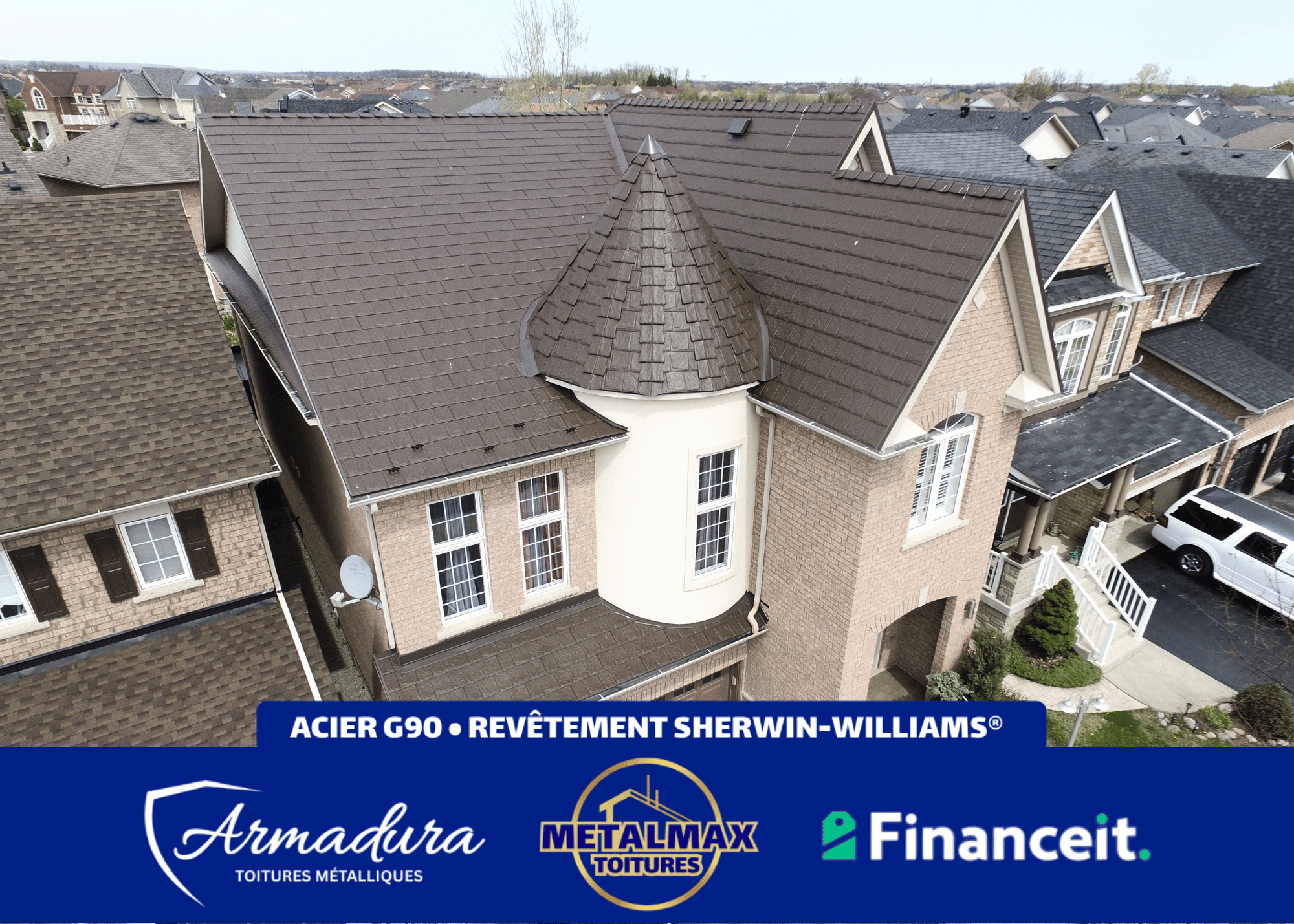 Armadura kodiak brown roof on a home in Pointe-Claire, QC
