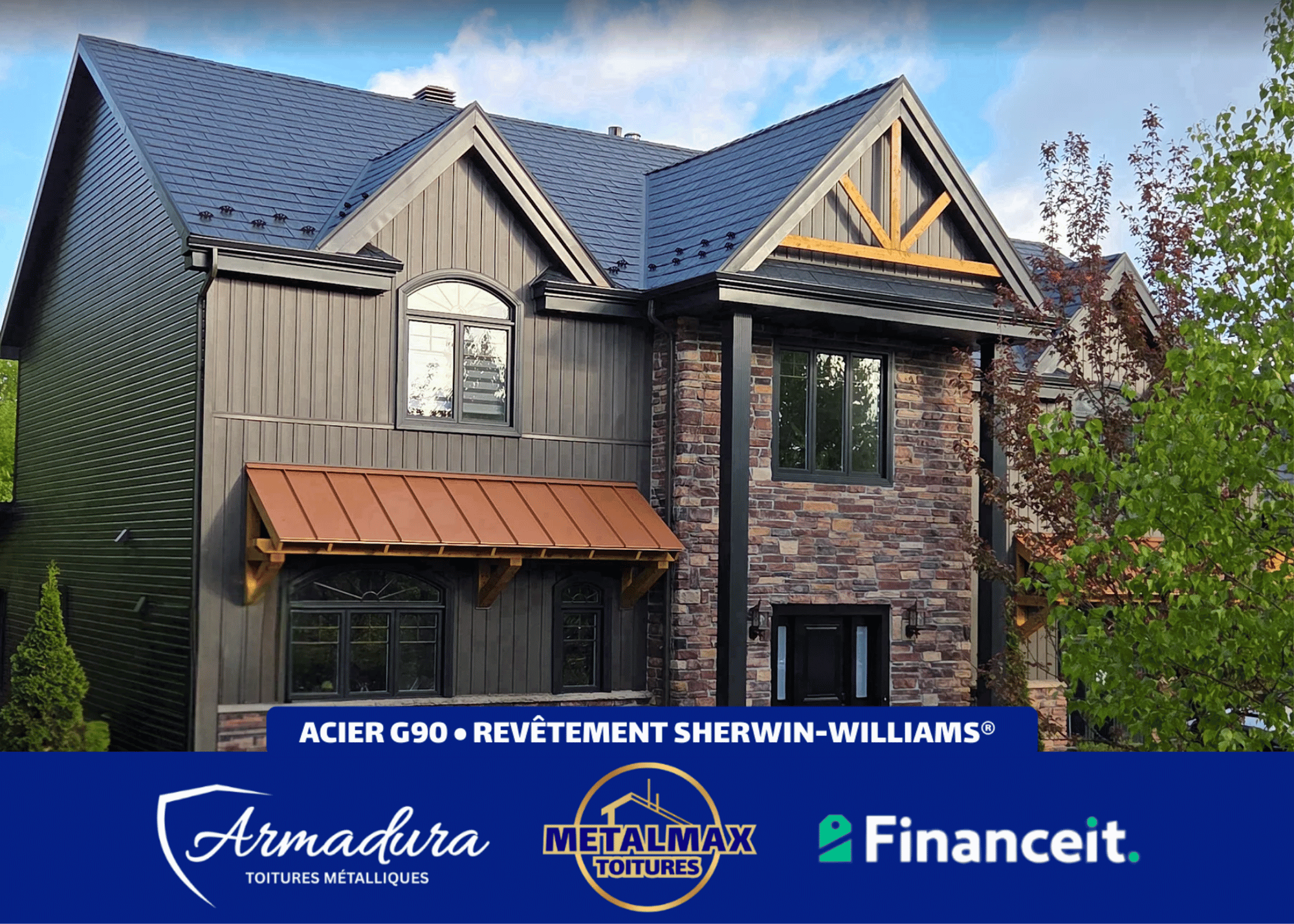 Toiture métallique Armadura™ couleur Eclipse — noir ardoise — installation résidentielle au Québec par MetalMax-1