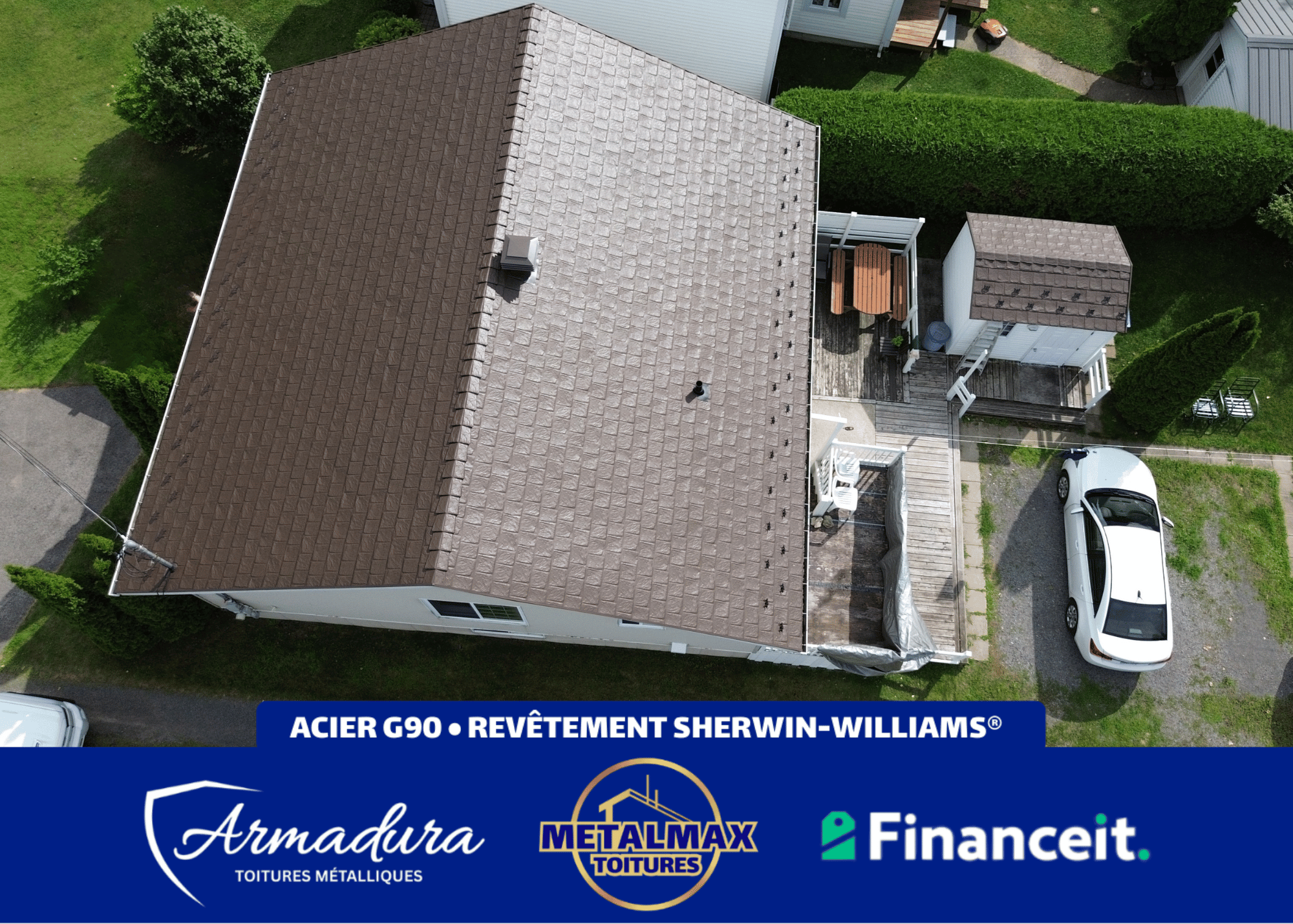 Toiture métallique Armadura™ couleur Kodiak — brun foncé — installation résidentielle au Québec par MetalMax-8
