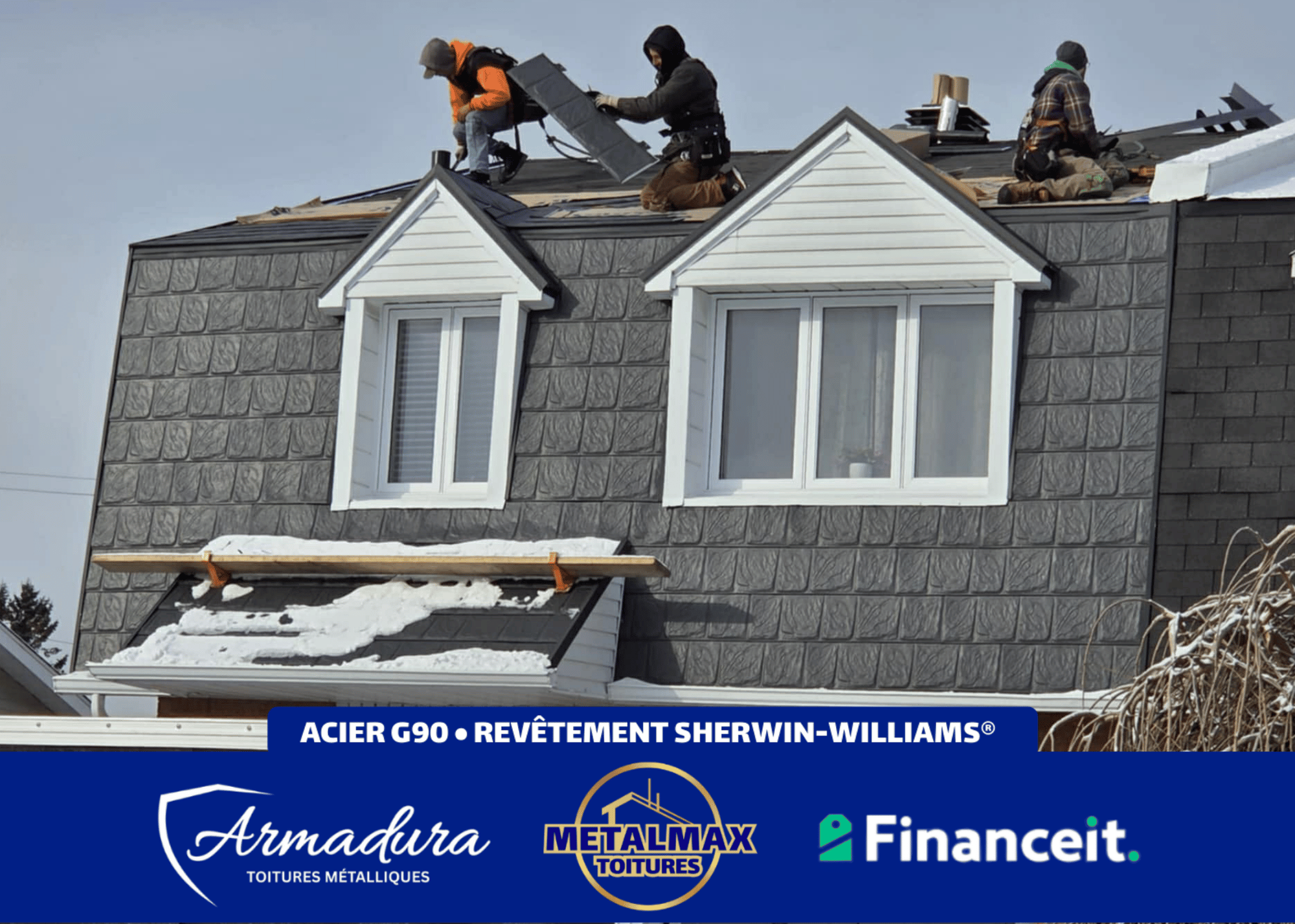 Toiture métallique Armadura™ couleur Eclipse — noir ardoise — installation résidentielle au Québec par MetalMax-10