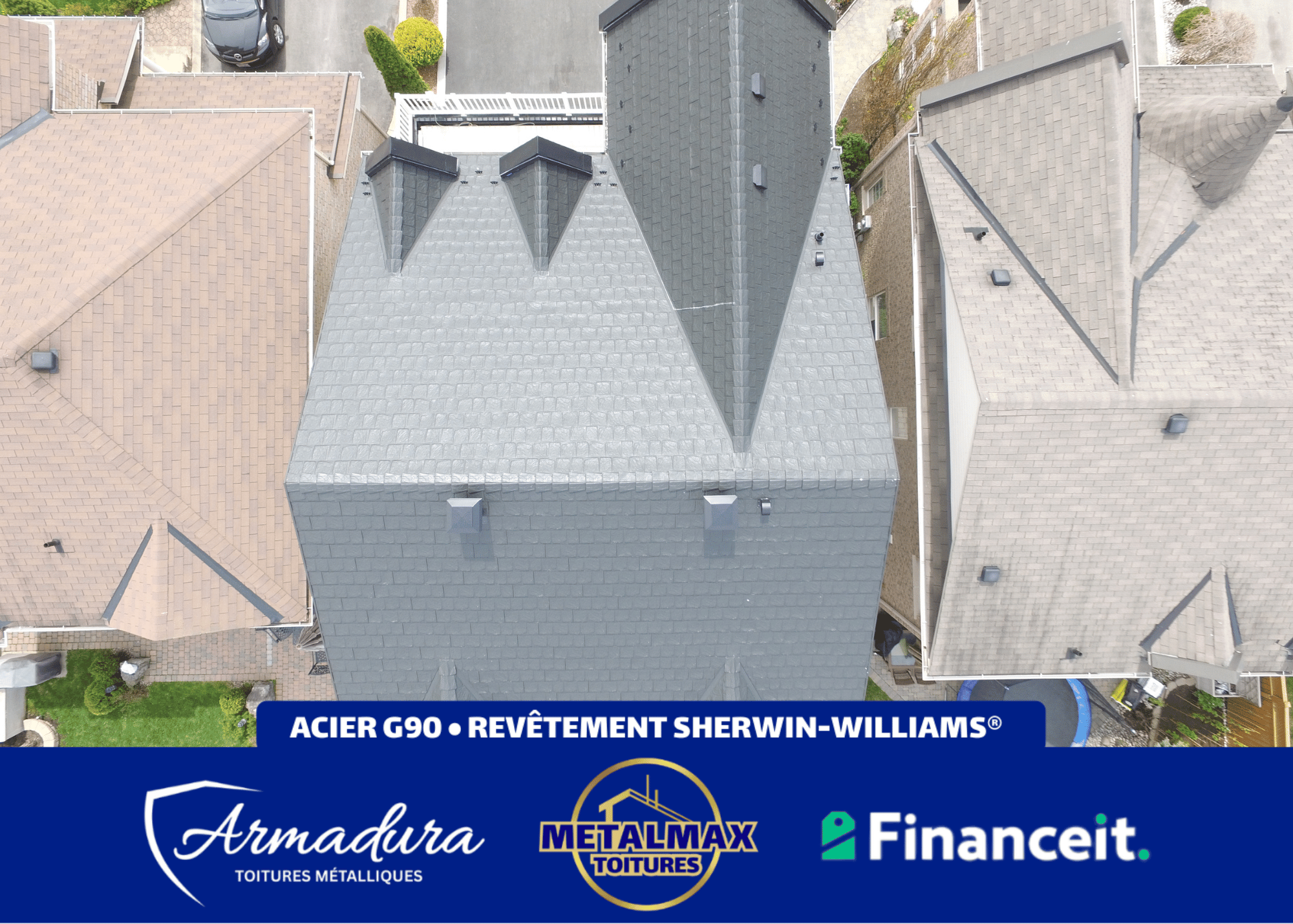 Toiture métallique Armadura™ couleur Stone — gris naturel — installation résidentielle au Québec par MetalMax-5