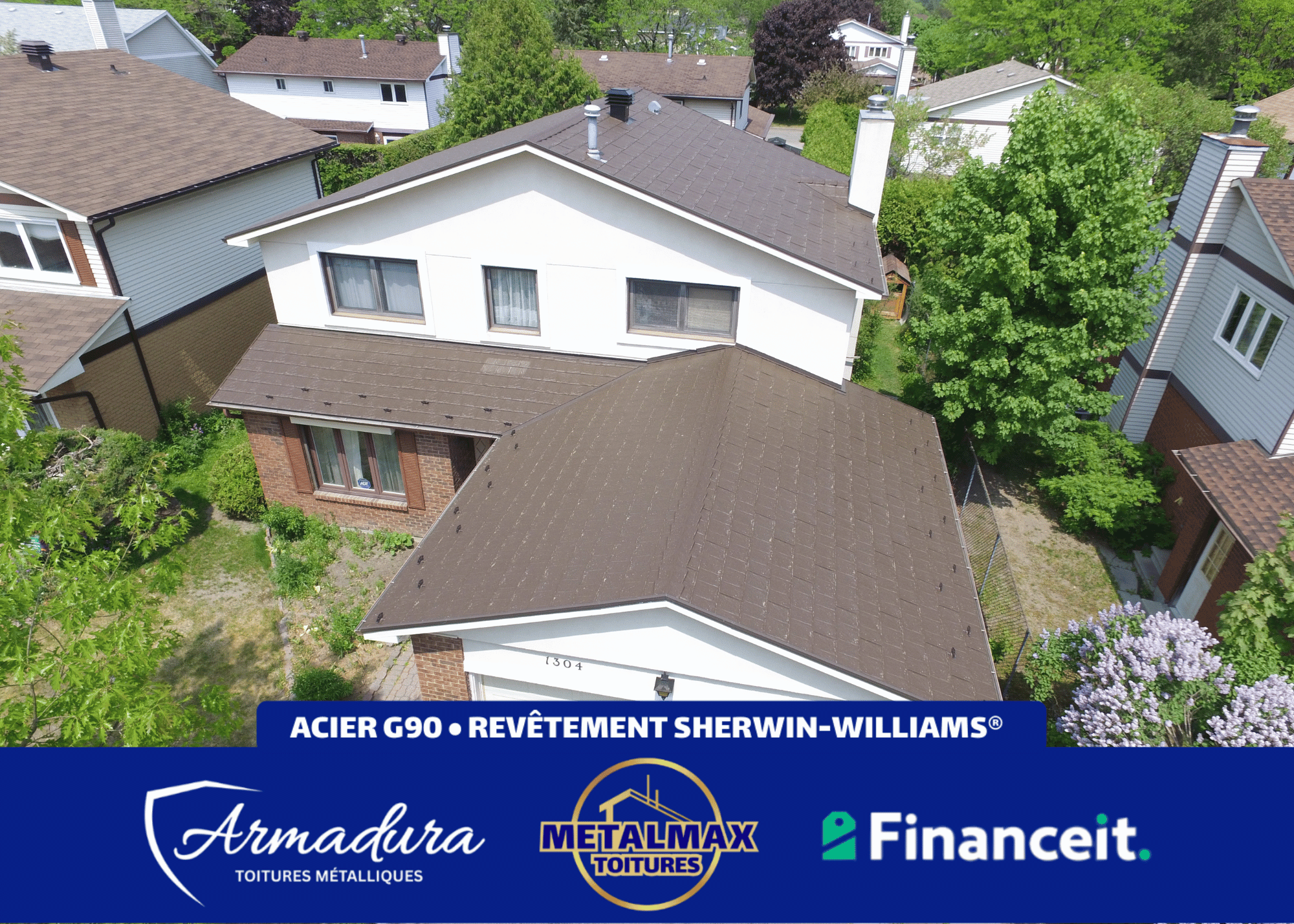 Toiture métallique Armadura™ couleur Kodiak — brun foncé — installation résidentielle au Québec par MetalMax-11