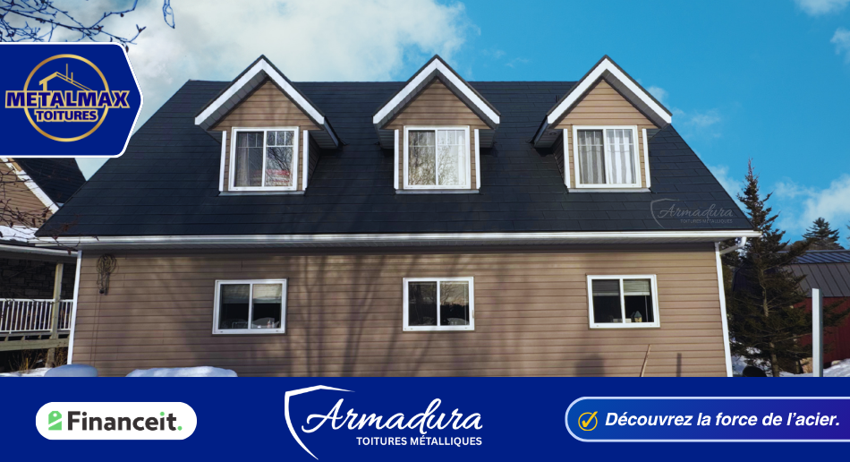 Remplacement de toiture au Québec : bardeau d'asphalte usé remplacé par toiture métallique Armadura, Longueuil — MetalMax