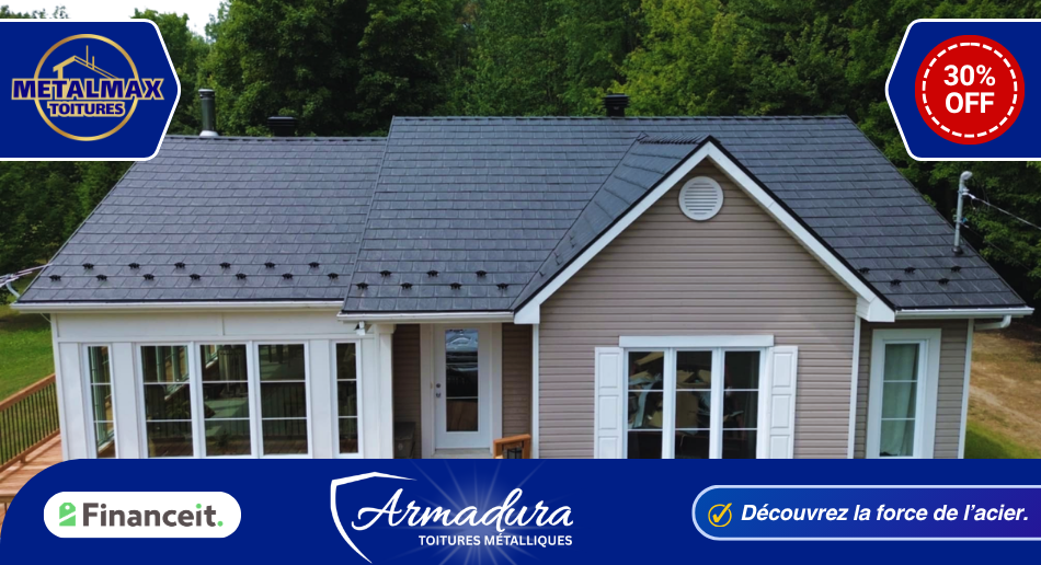 Toiture Armadura installée par MetalMax sur maison résidentielle, Rive-Sud, Québec